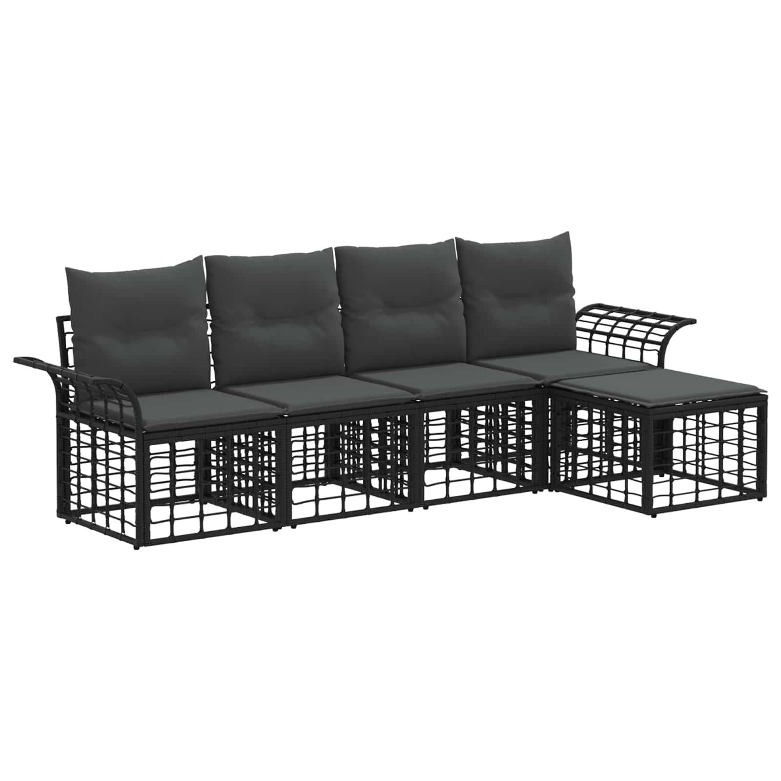 vidaXL Outdoor-Sofagarnitur 5 pcs Schwarz und Dunkelgrau Polyester