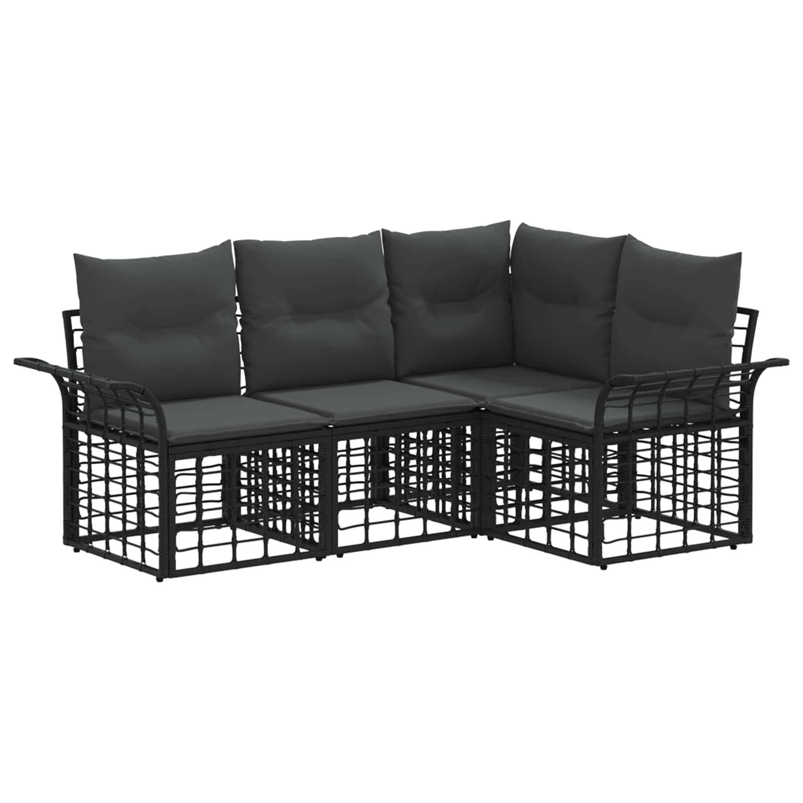 vidaXL Outdoor-Sofagarnitur 4 pcs Schwarz und Dunkelgrau Polyester