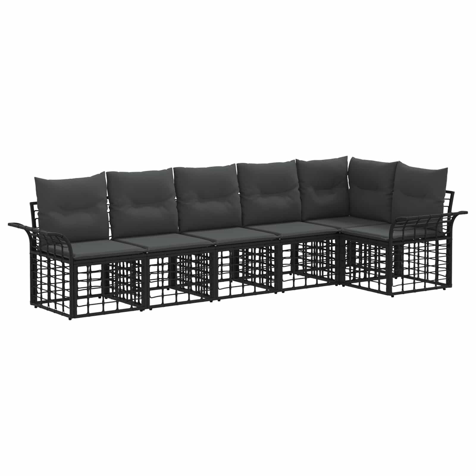 vidaXL Outdoor-Sofagarnitur 6 pcs Schwarz und Dunkelgrau Polyester