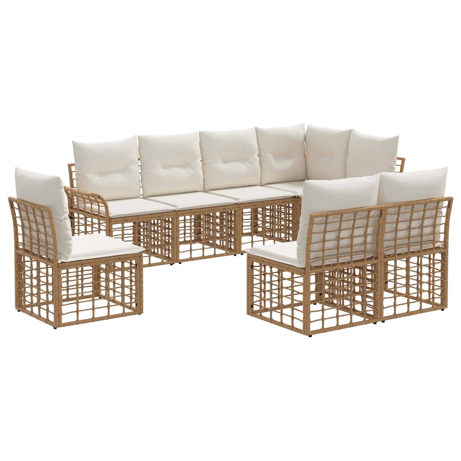 vidaXL Outdoor-Sofagarnitur 8 pcs Natürlich und Cremweiß Polyester