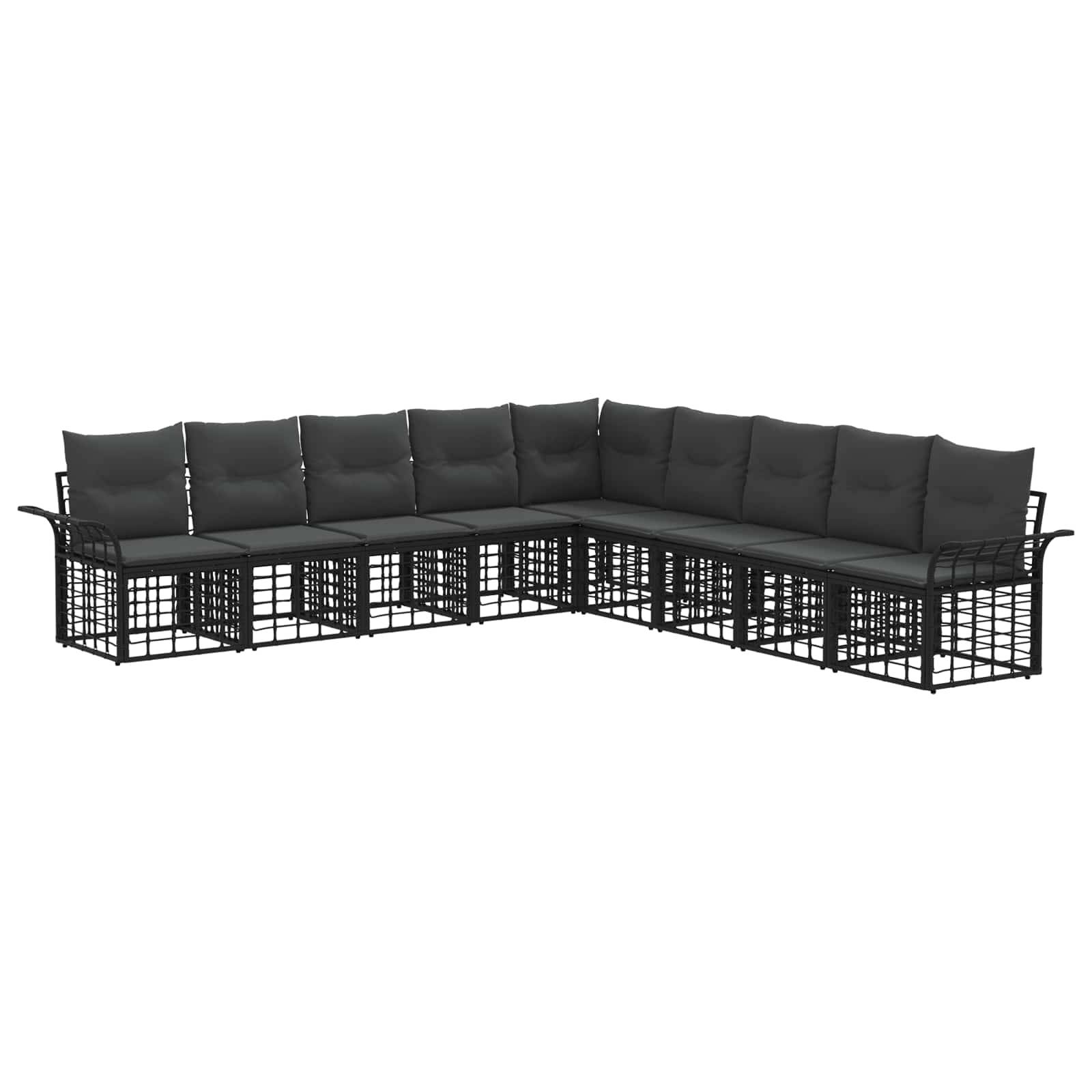 vidaXL Outdoor-Sofagarnitur 9 pcs Schwarz und Dunkelgrau Polyester