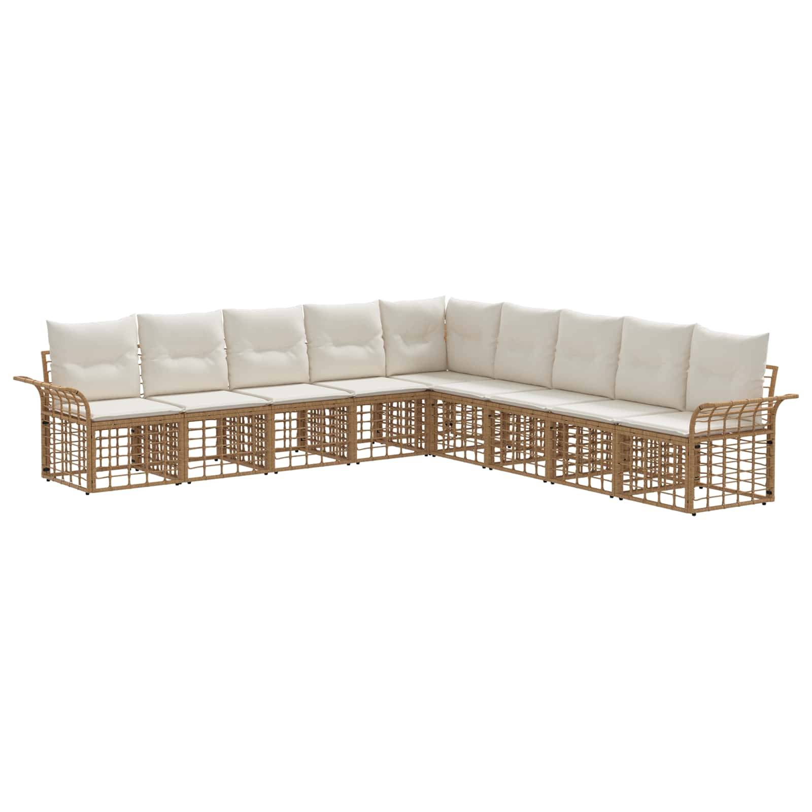 vidaXL Outdoor-Sofagarnitur 9 pcs Natürlich und Cremweiß Polyester
