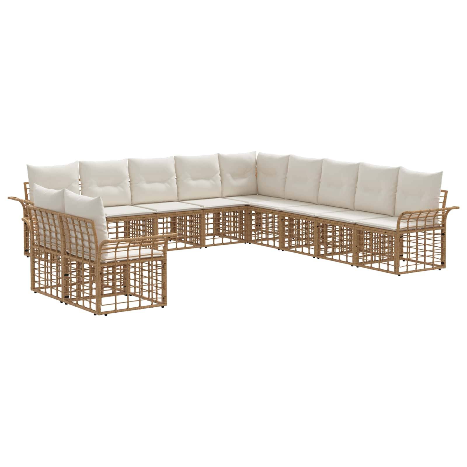vidaXL Outdoor-Sofagarnitur 11 pcs Natürlich und Cremweiß Polyester
