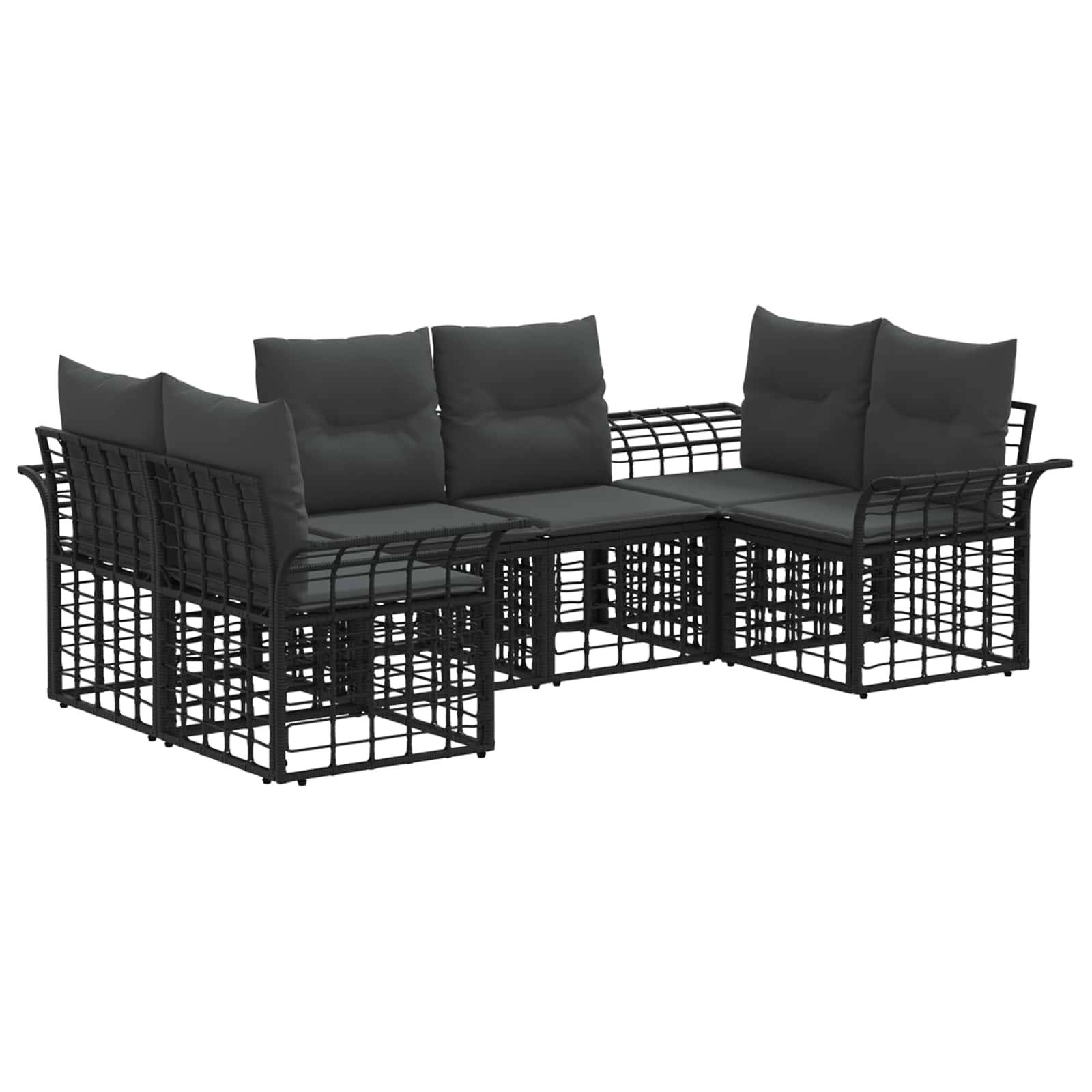 vidaXL Outdoor-Sofagarnitur 6 pcs Schwarz und Dunkelgrau Polyester
