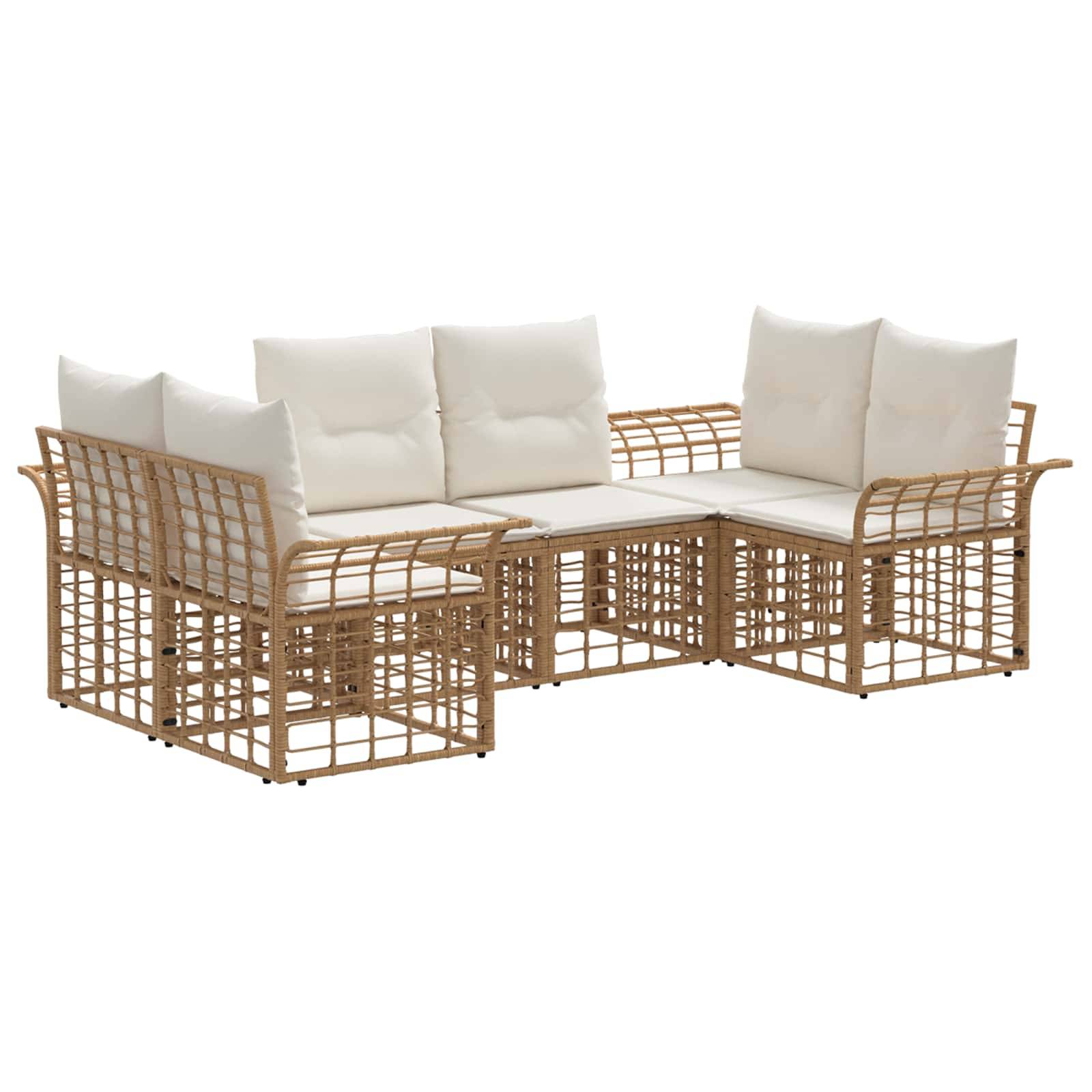 vidaXL Outdoor-Sofagarnitur 6 pcs Natürlich und Cremweiß Polyester