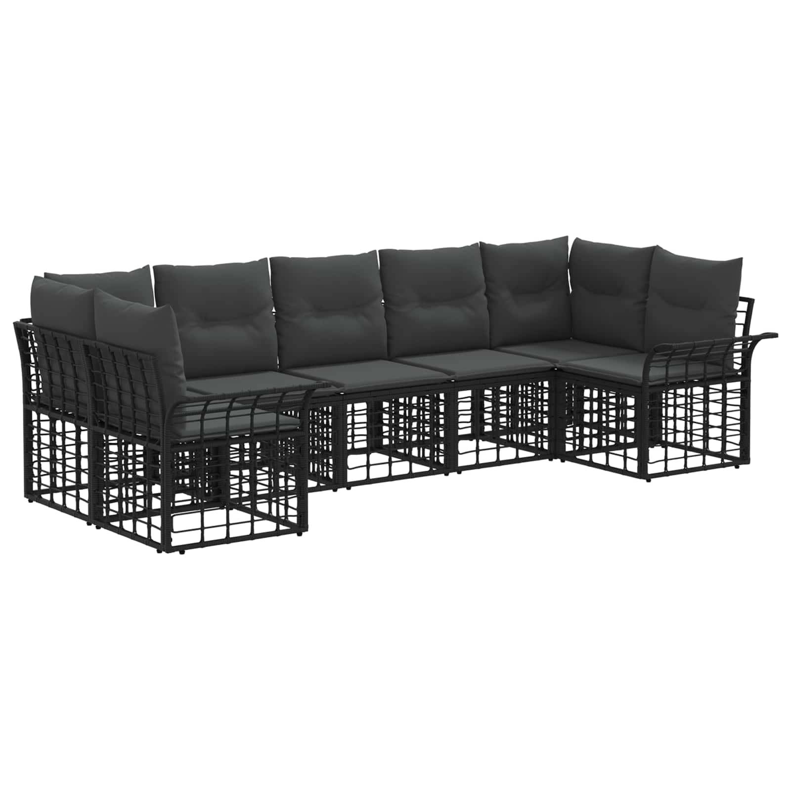 vidaXL Outdoor-Sofagarnitur 7 pcs Schwarz und Dunkelgrau Polyester