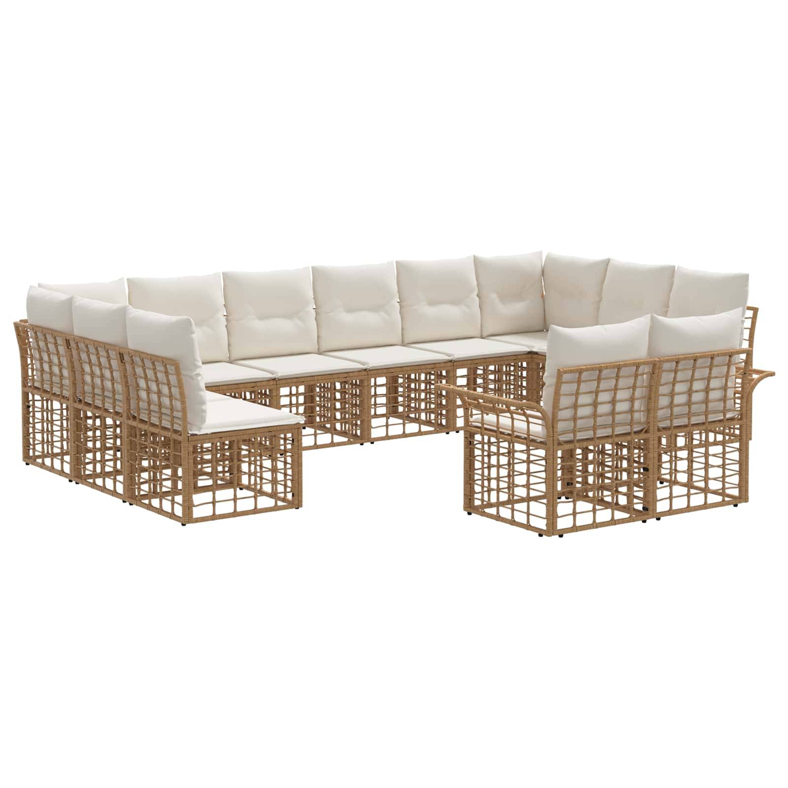 vidaXL Outdoor-Sofagarnitur 12 pcs Natürlich und Cremweiß Polyester