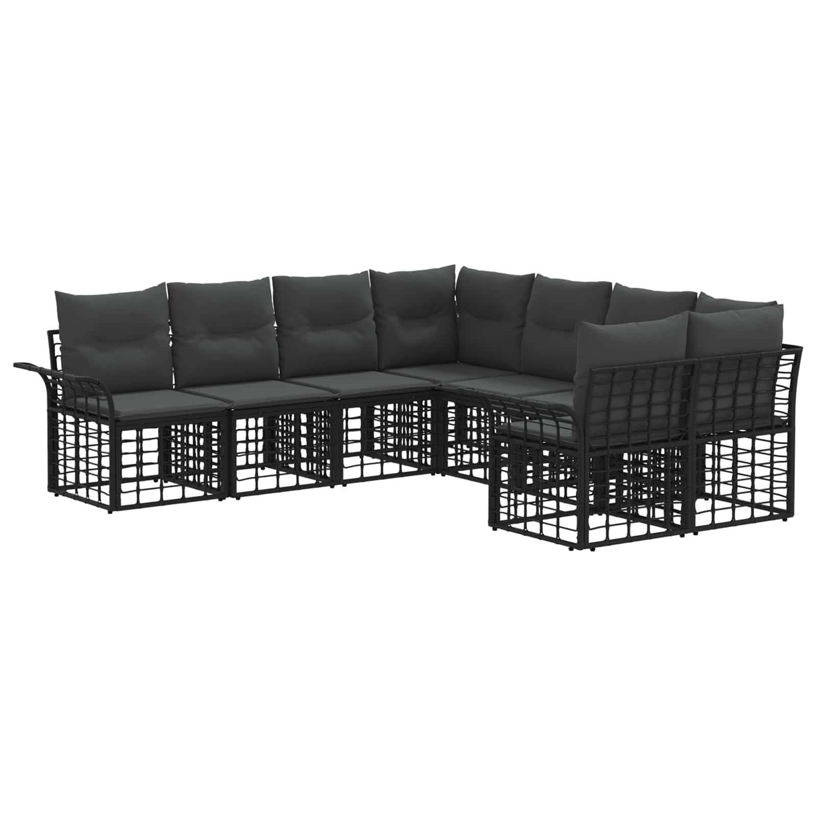vidaXL Outdoor-Sofagarnitur 8 pcs Schwarz und Dunkelgrau Polyester
