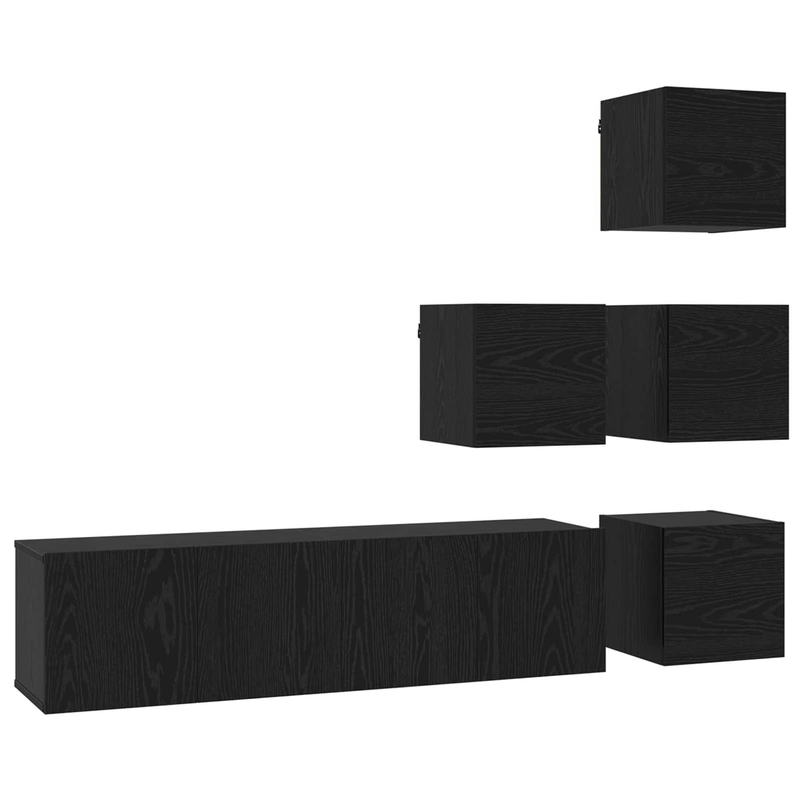 vidaXL TV-Schrankset 6 pcs 60 x 30 x 30 cm Schwarze Eiche