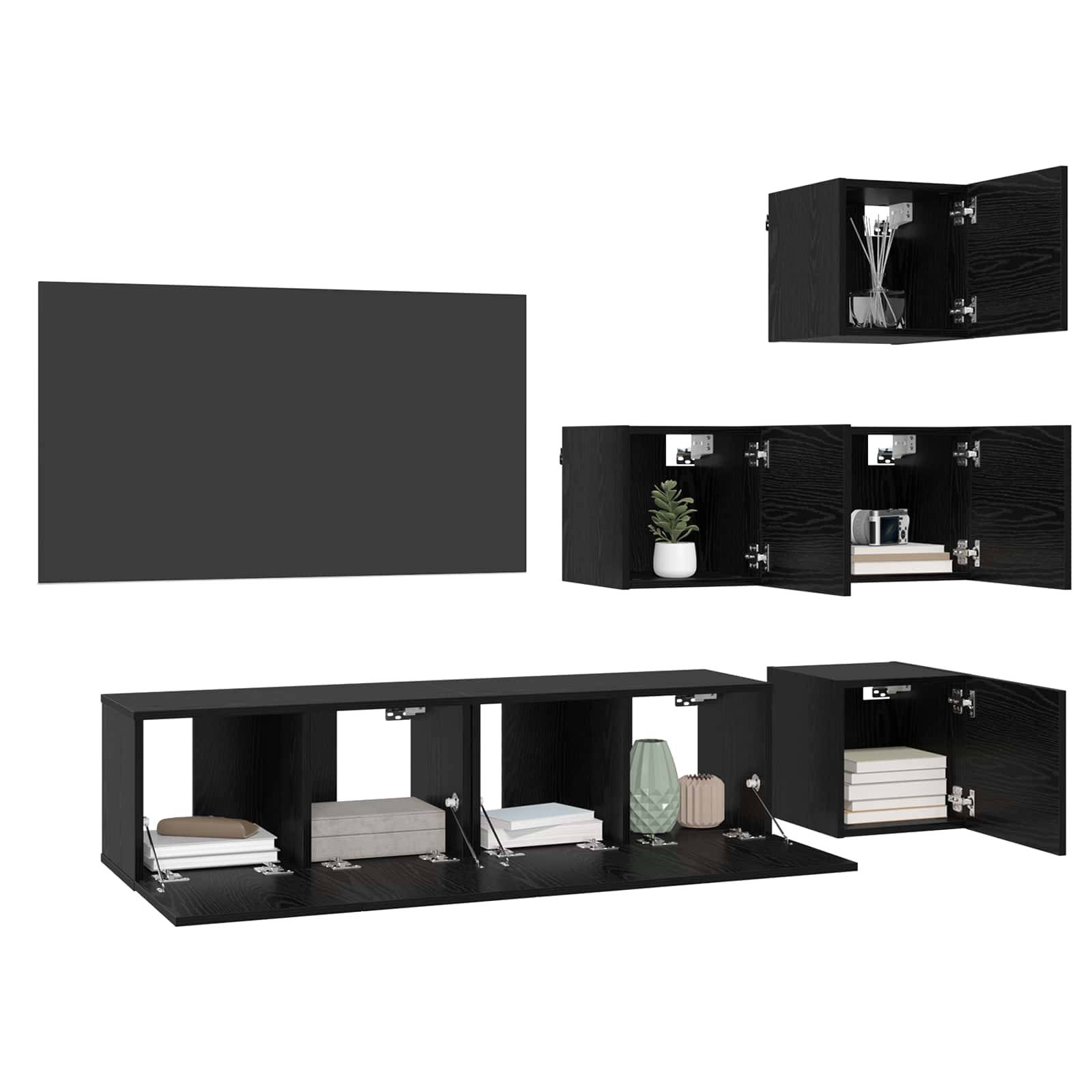 vidaXL TV-Schrankset 6 pcs 60 x 30 x 30 cm Schwarze Eiche