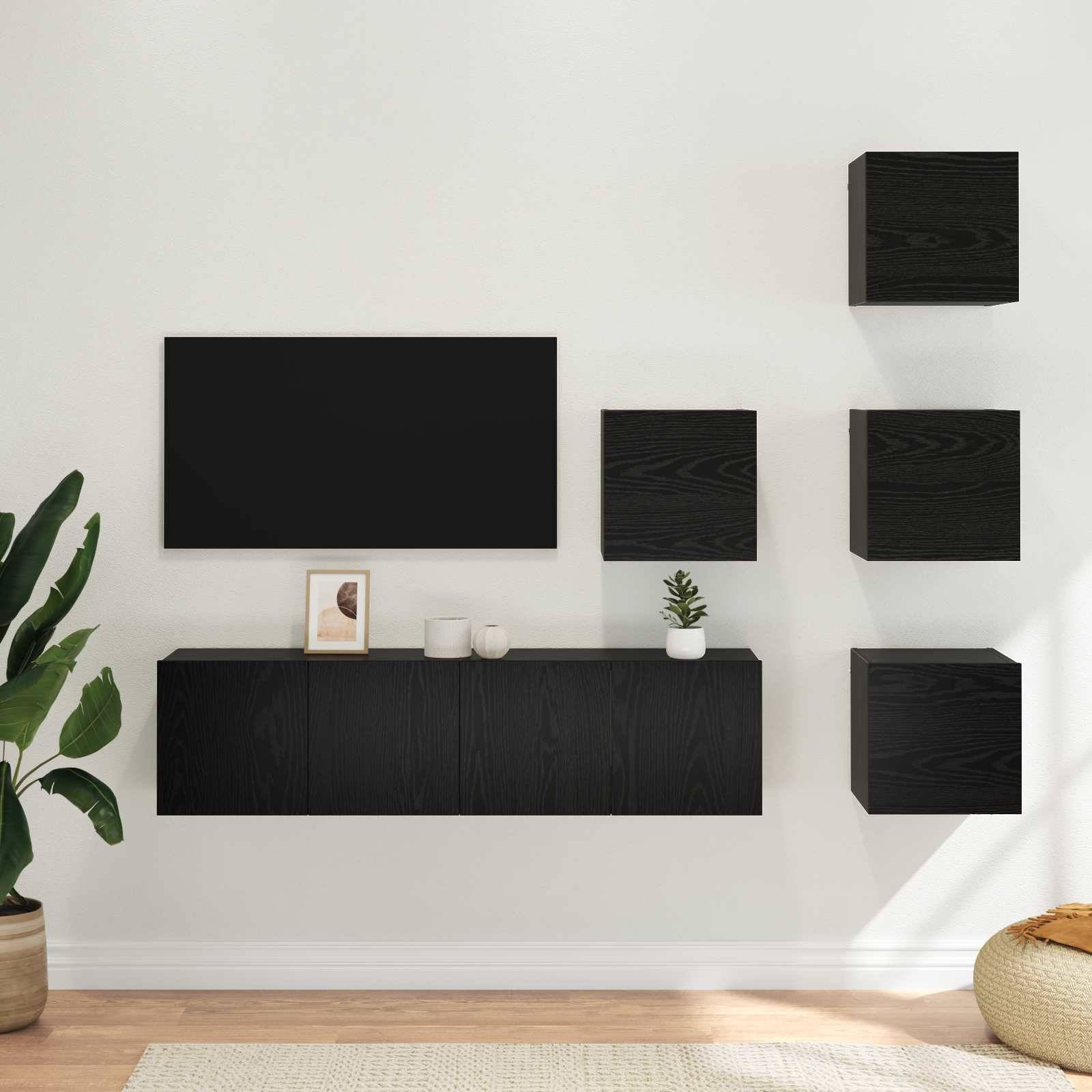 vidaXL TV-Schrankset 6 pcs 60 x 30 x 30 cm Schwarze Eiche