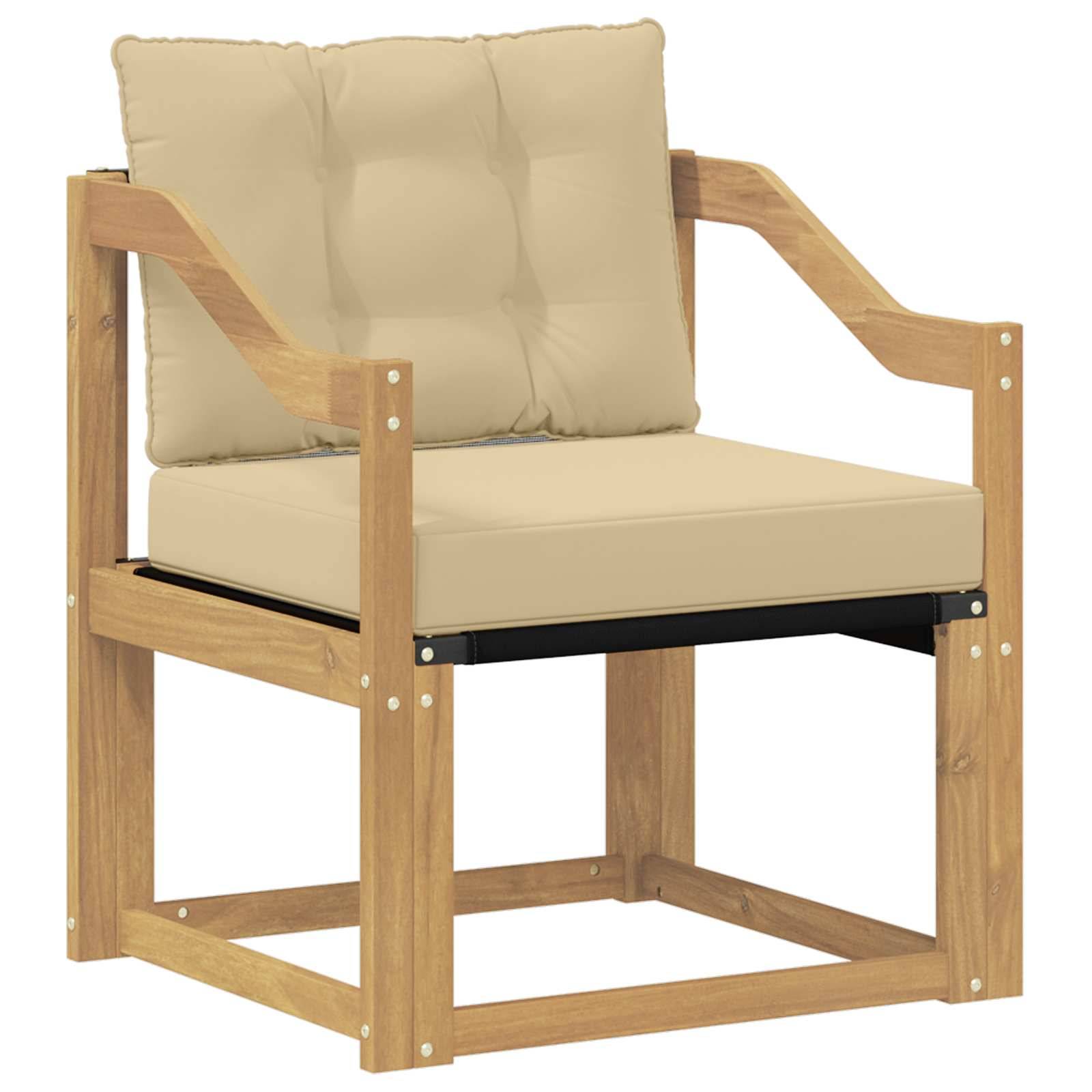 vidaXL Outdoor-Sofa Massivholz Akazie Weiß und Beige