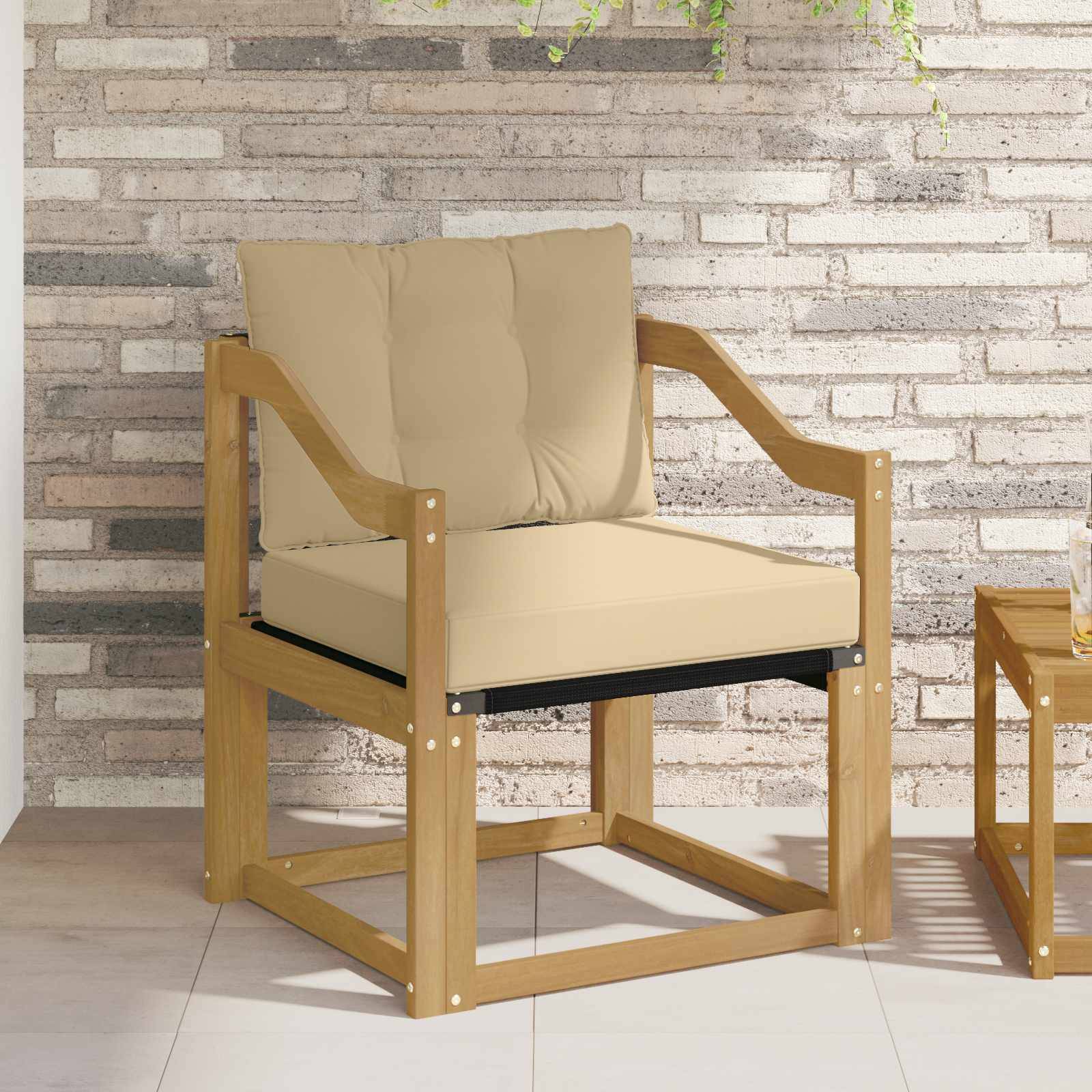 vidaXL Outdoor-Sofa Massivholz Akazie Weiß und Beige