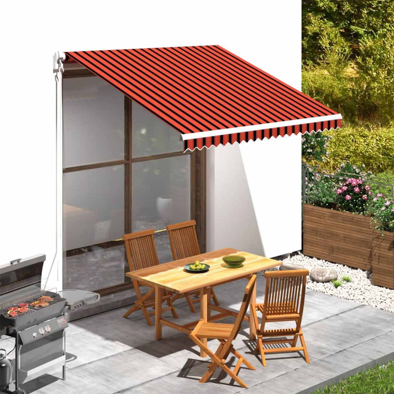 vidaXL Ersatzmarkisenstoff Orange und Braun 300 x 250 cm Segeltuch