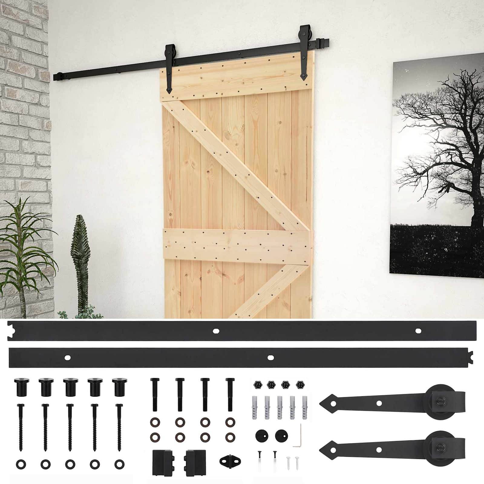 vidaXL Schiebetür Natürlich und Schwarz 80 x 210 cm