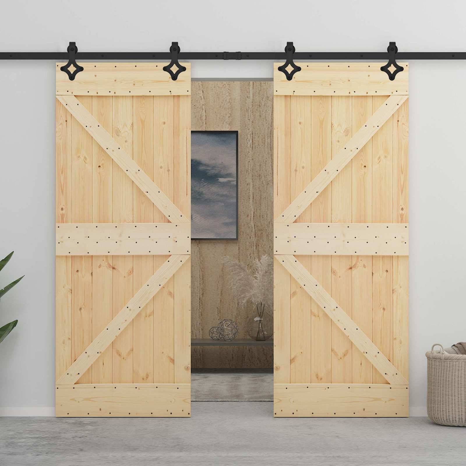 vidaXL Schiebetür Natürlich und Schwarz 80 x 210 cm