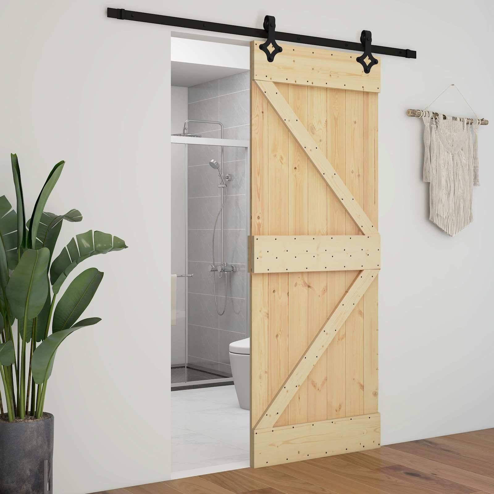 vidaXL Schiebetür Natürlich und Schwarz 80 x 210 cm