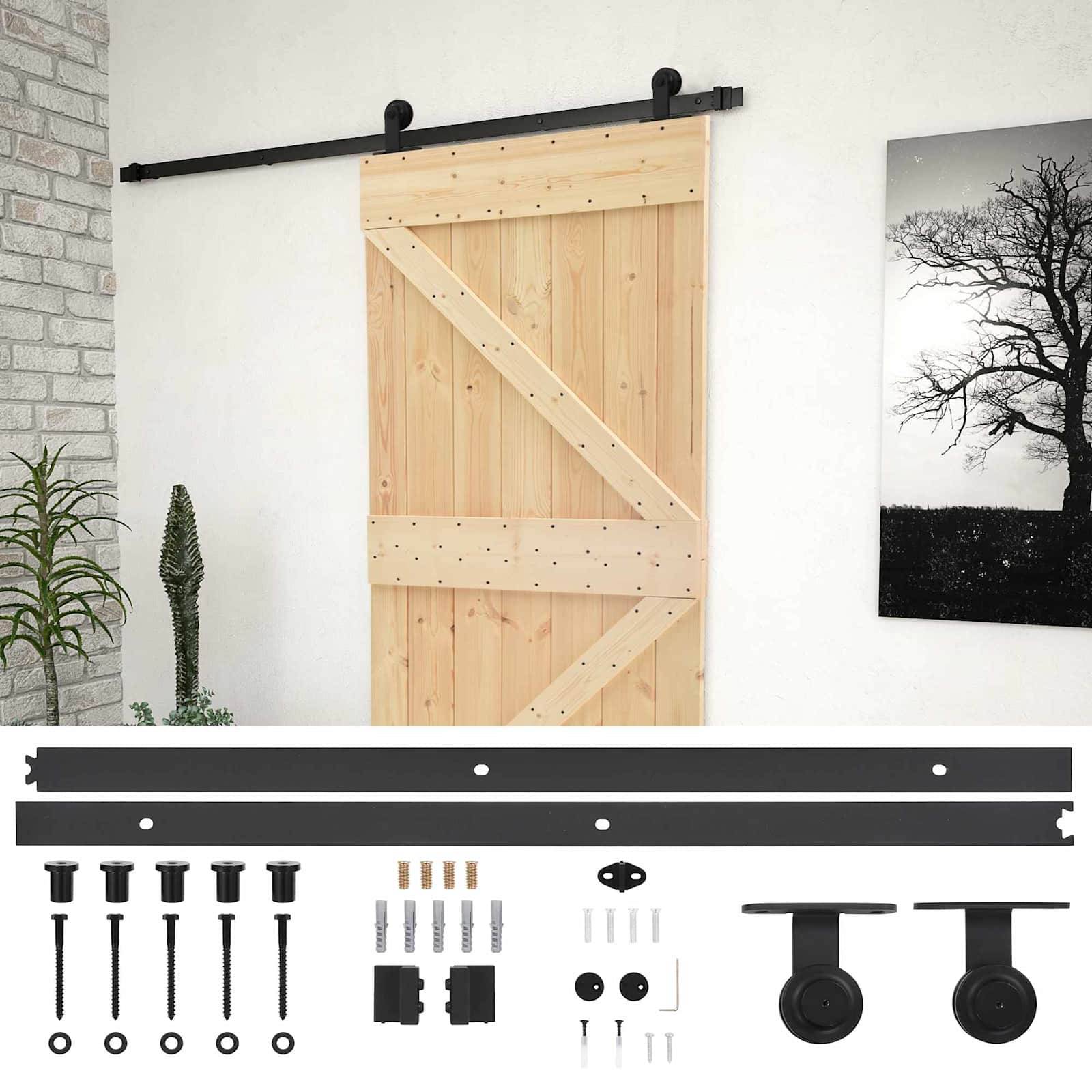 vidaXL Schiebetür Natürlich und Schwarz 80 x 210 cm