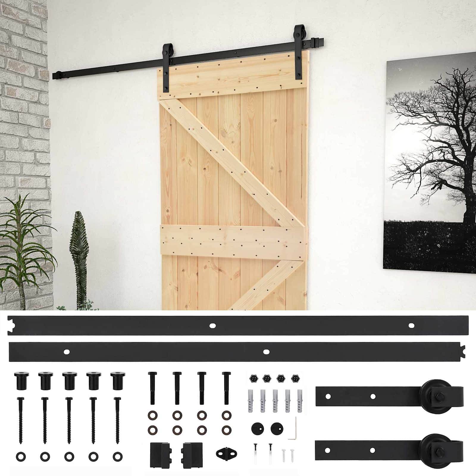vidaXL Schiebetür Natürlich und Schwarz 80 x 210 cm