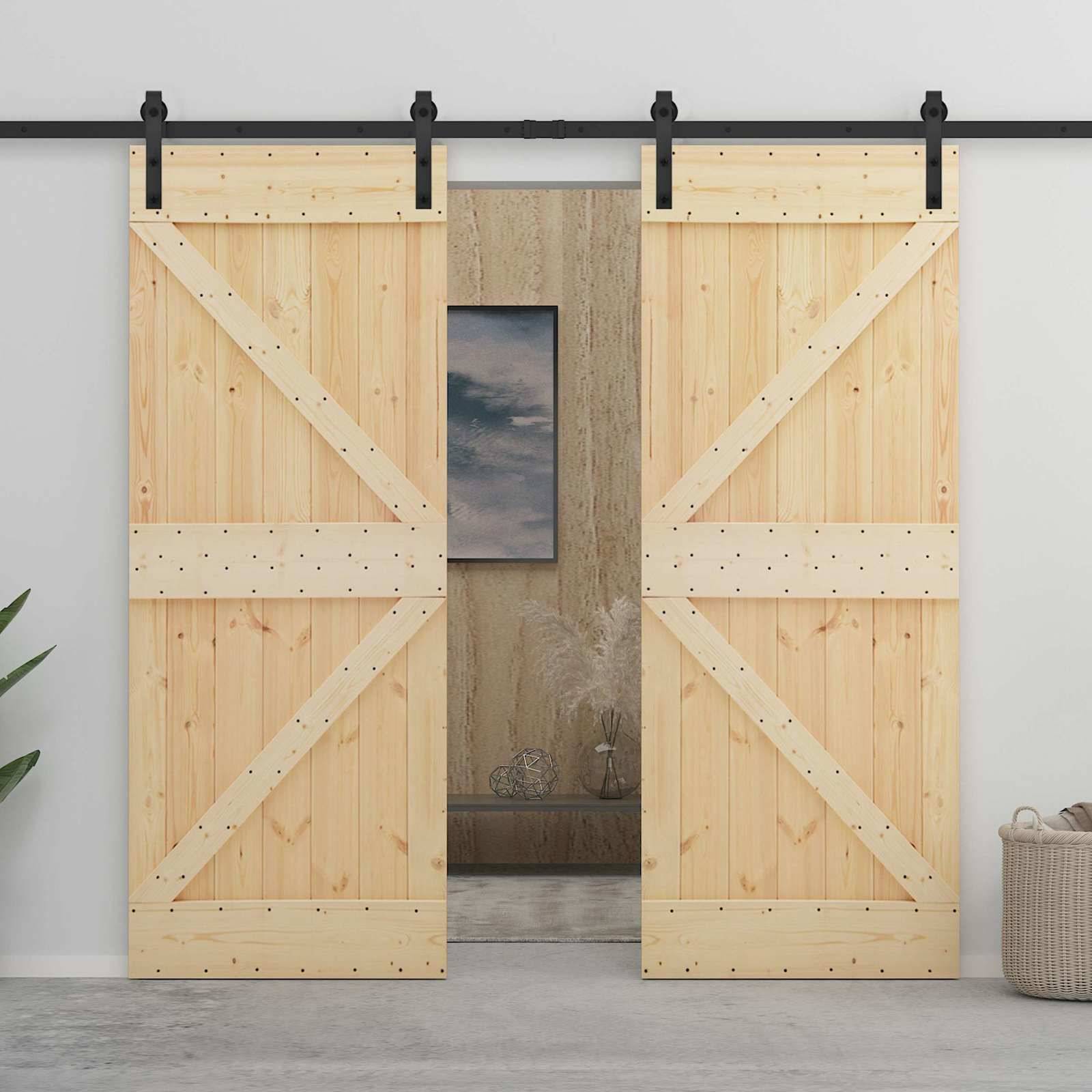 vidaXL Schiebetür Natürlich und Schwarz 80 x 210 cm