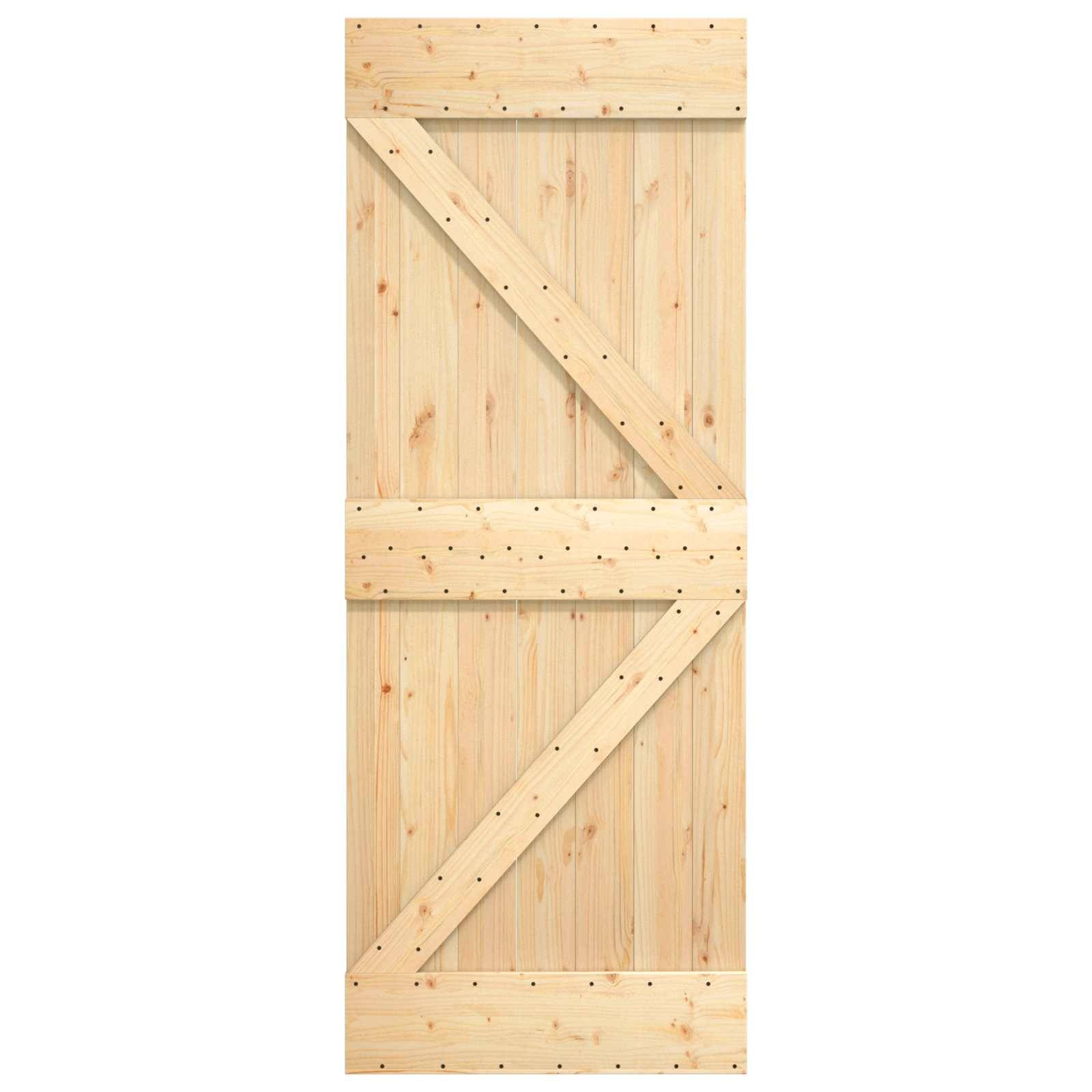 vidaXL Schiebetür Natürlich und Schwarz 70 x 210 cm Massivkiefer