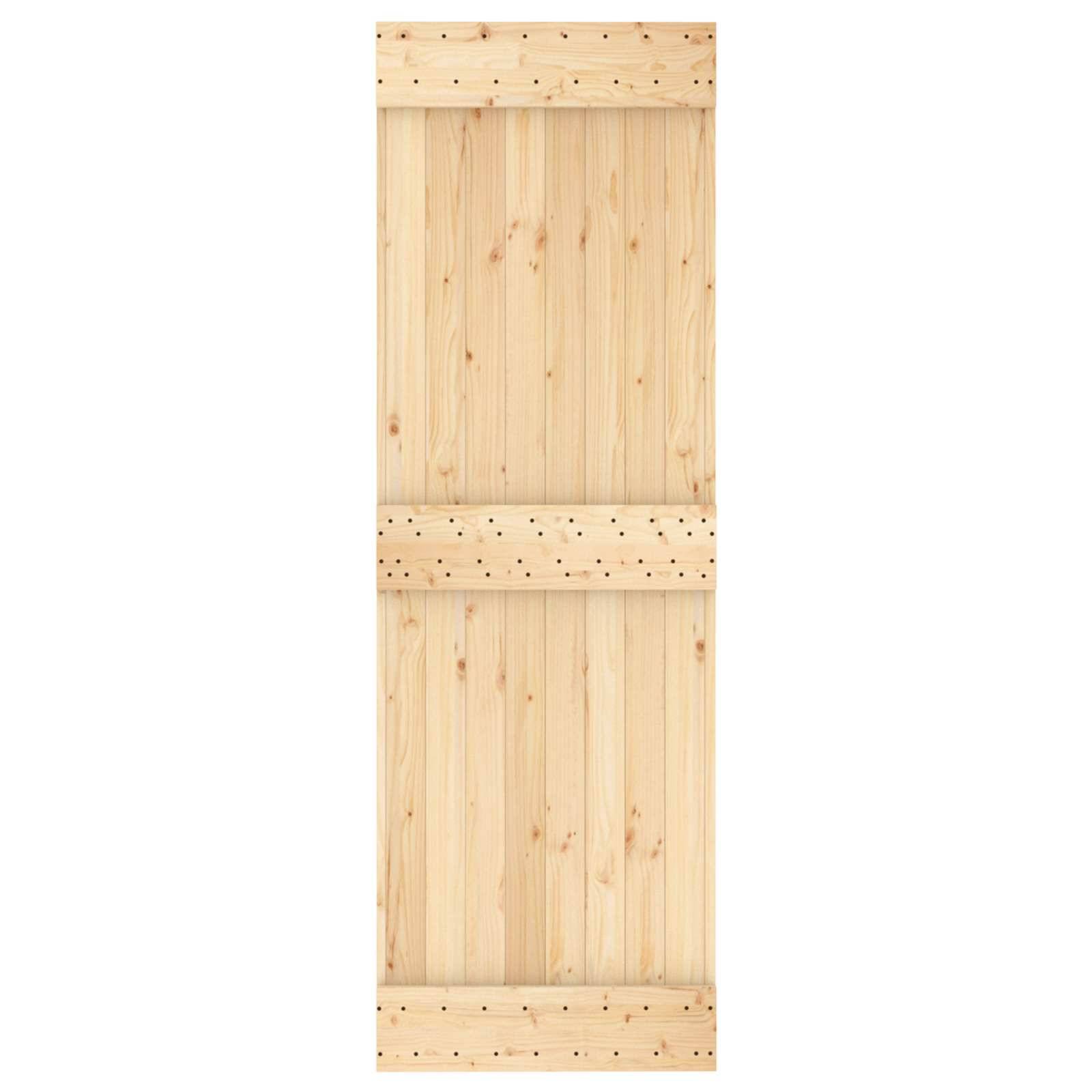 vidaXL Schiebetür Natürlich und Schwarz 70 x 210 cm Massivkiefer