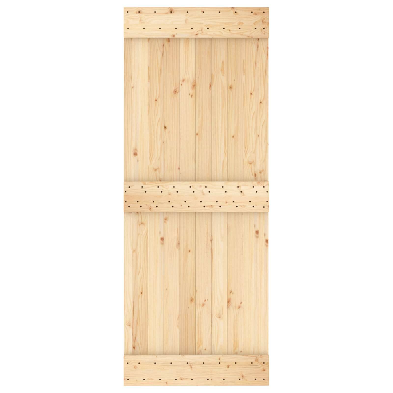 vidaXL Schiebetür Natürlich und Schwarz 80 x 210 cm Massivkiefer