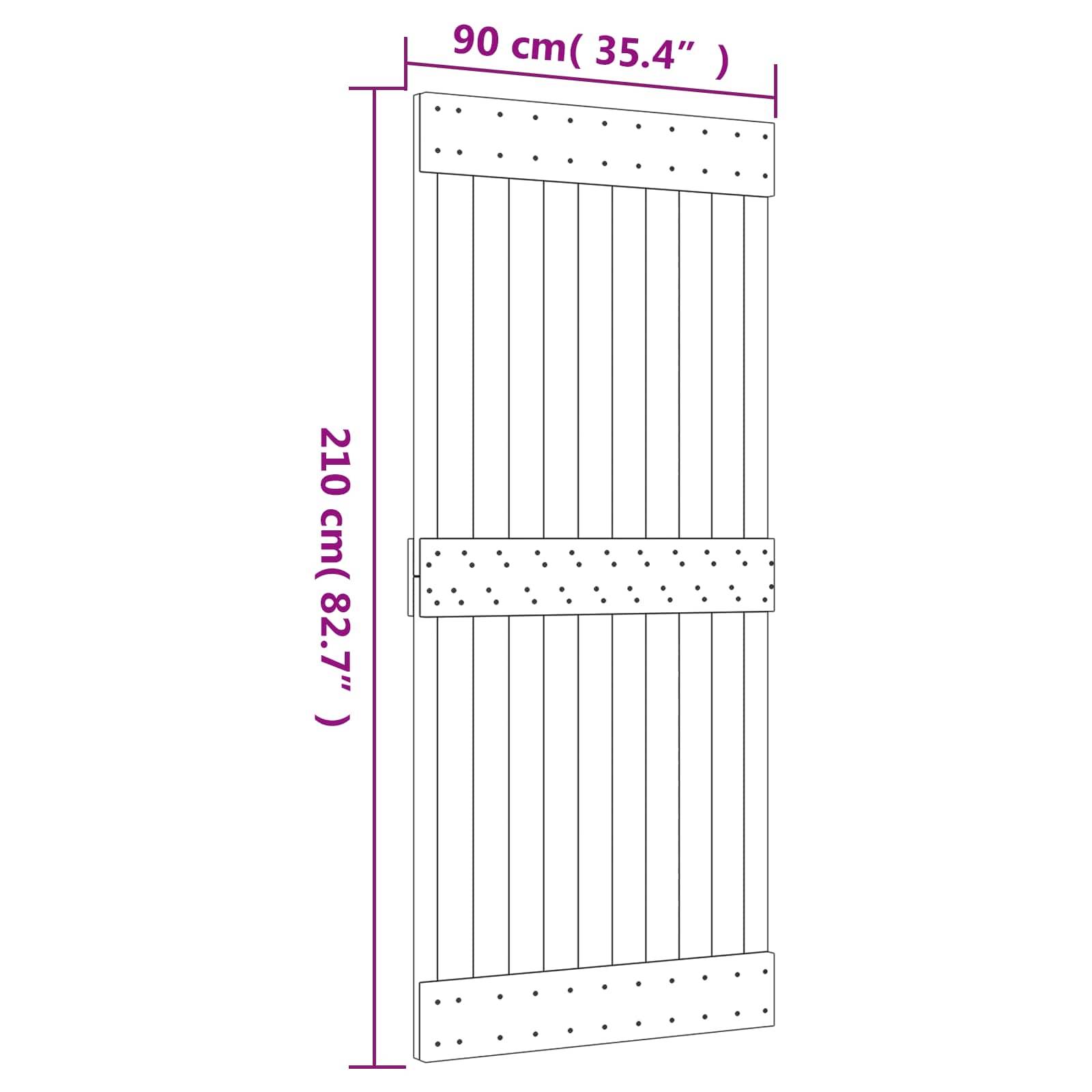 vidaXL Schiebetür Natürlich und Weiß 90 x 210 cm Massivkiefer