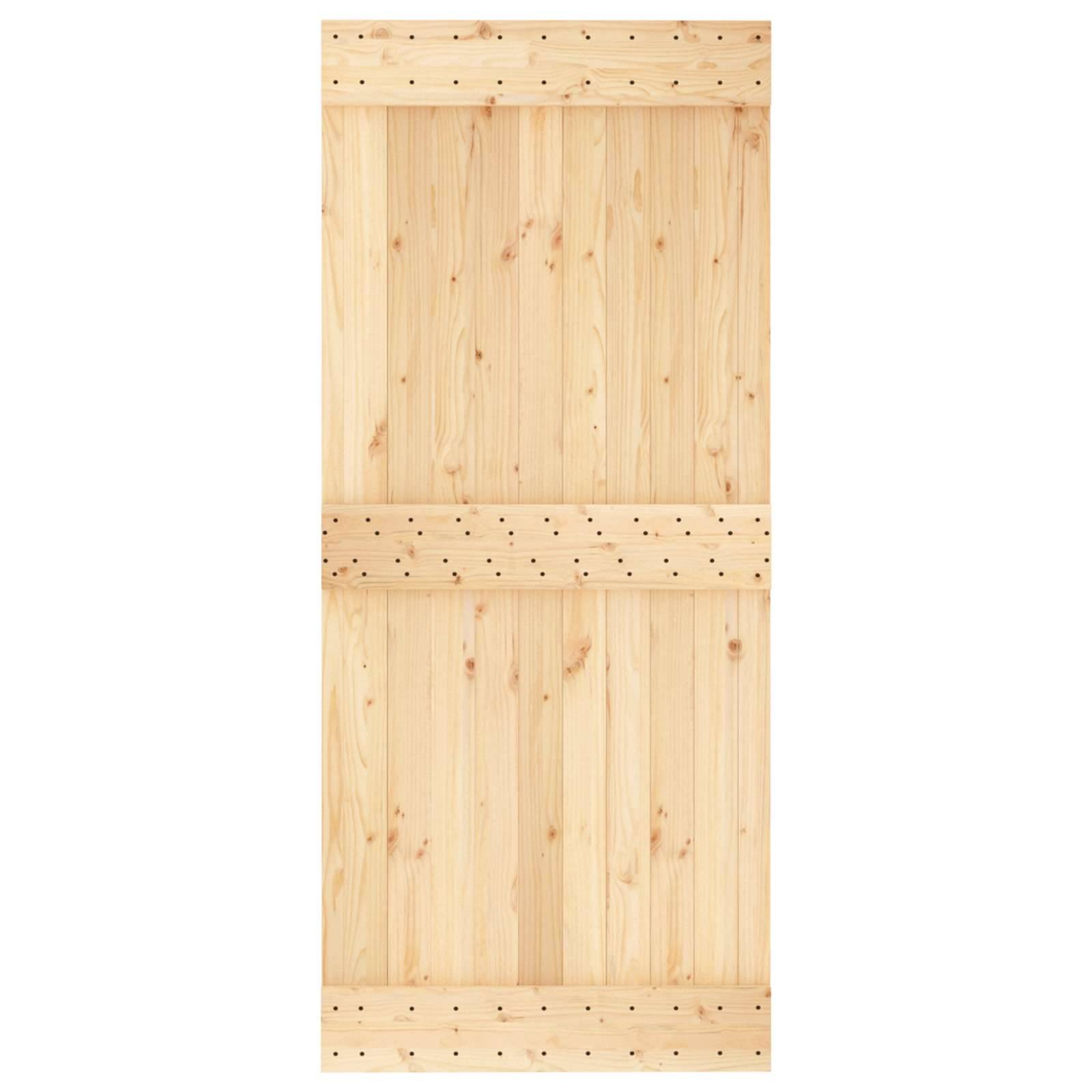 vidaXL Schiebetür Natürlich und Weiß 90 x 210 cm Massivkiefer