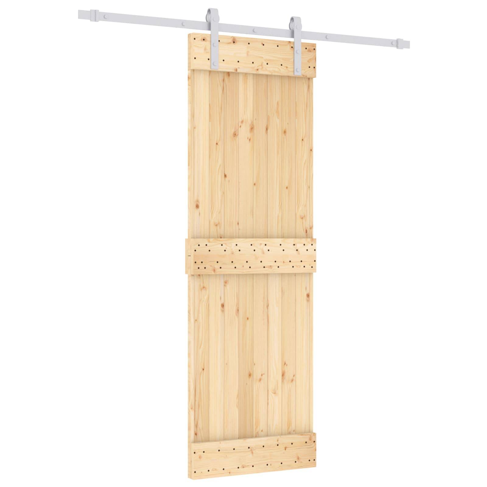 vidaXL Schiebetür Natürlich und Weiß 70 x 210 cm Massivkiefer