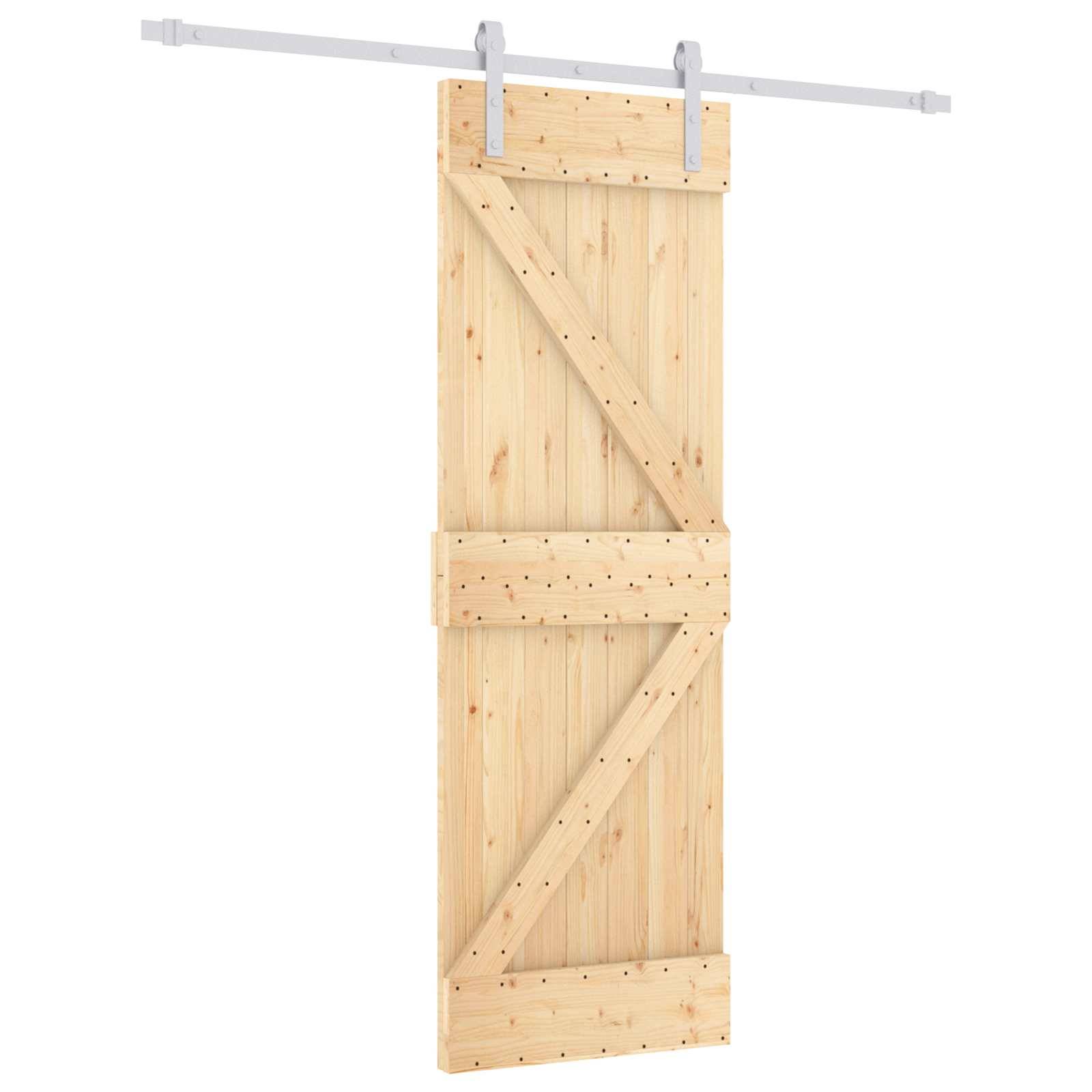 vidaXL Schiebetür Natürlich und Weiß 70 x 210 cm Massivkiefer