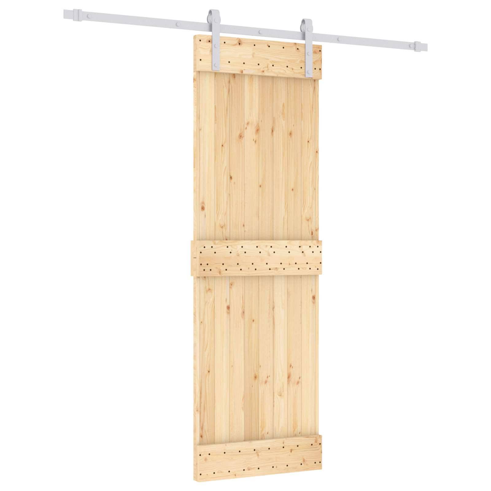 vidaXL Schiebetür Natürlich und Weiß 70 x 210 cm Massivkiefer