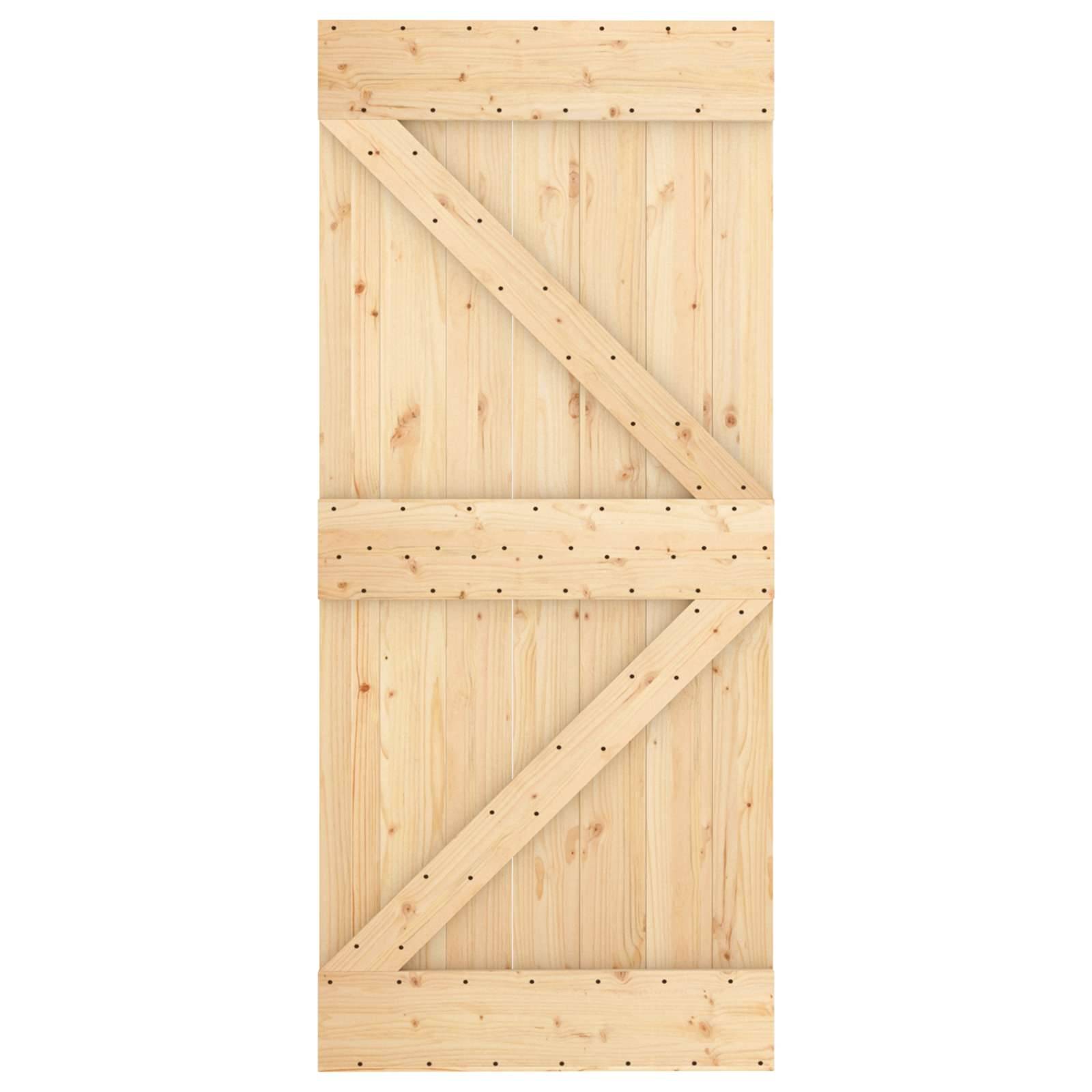 vidaXL Schiebetür Natürlich und Weiß 90 x 210 cm Massives Kiefernholz