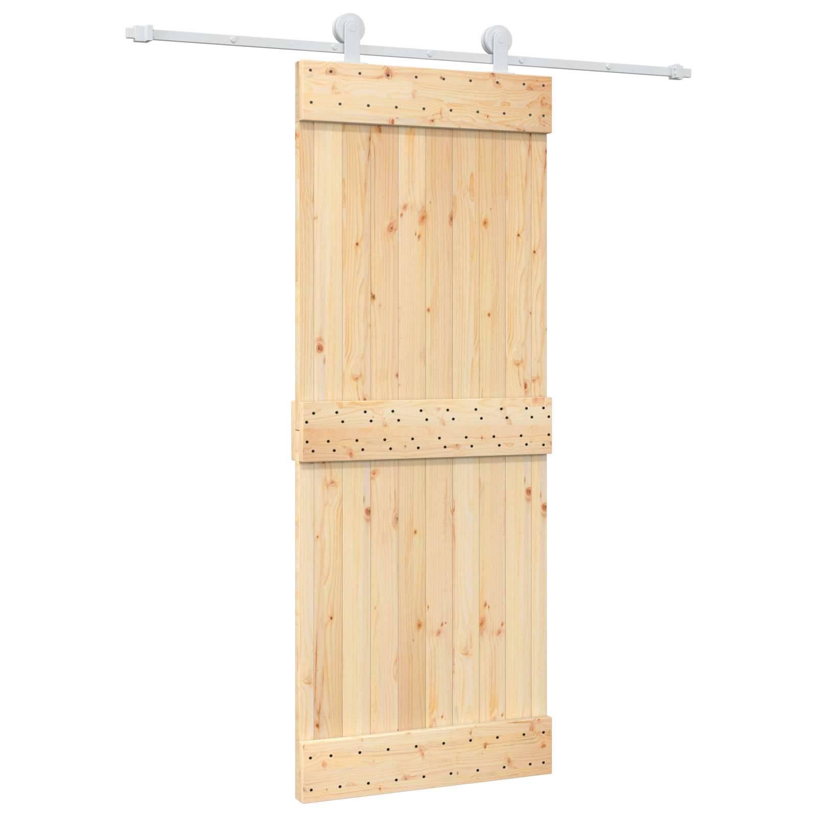 vidaXL Schiebetür Natürlich und Weiß 80 x 210 cm Massivkiefer