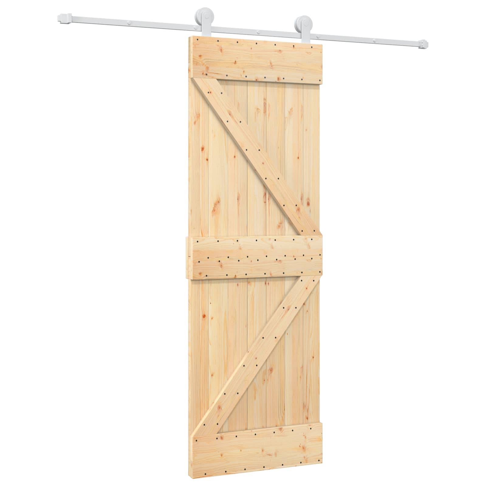 vidaXL Schiebetür Natürlich und Weiß 70 x 210 cm Massivkiefer