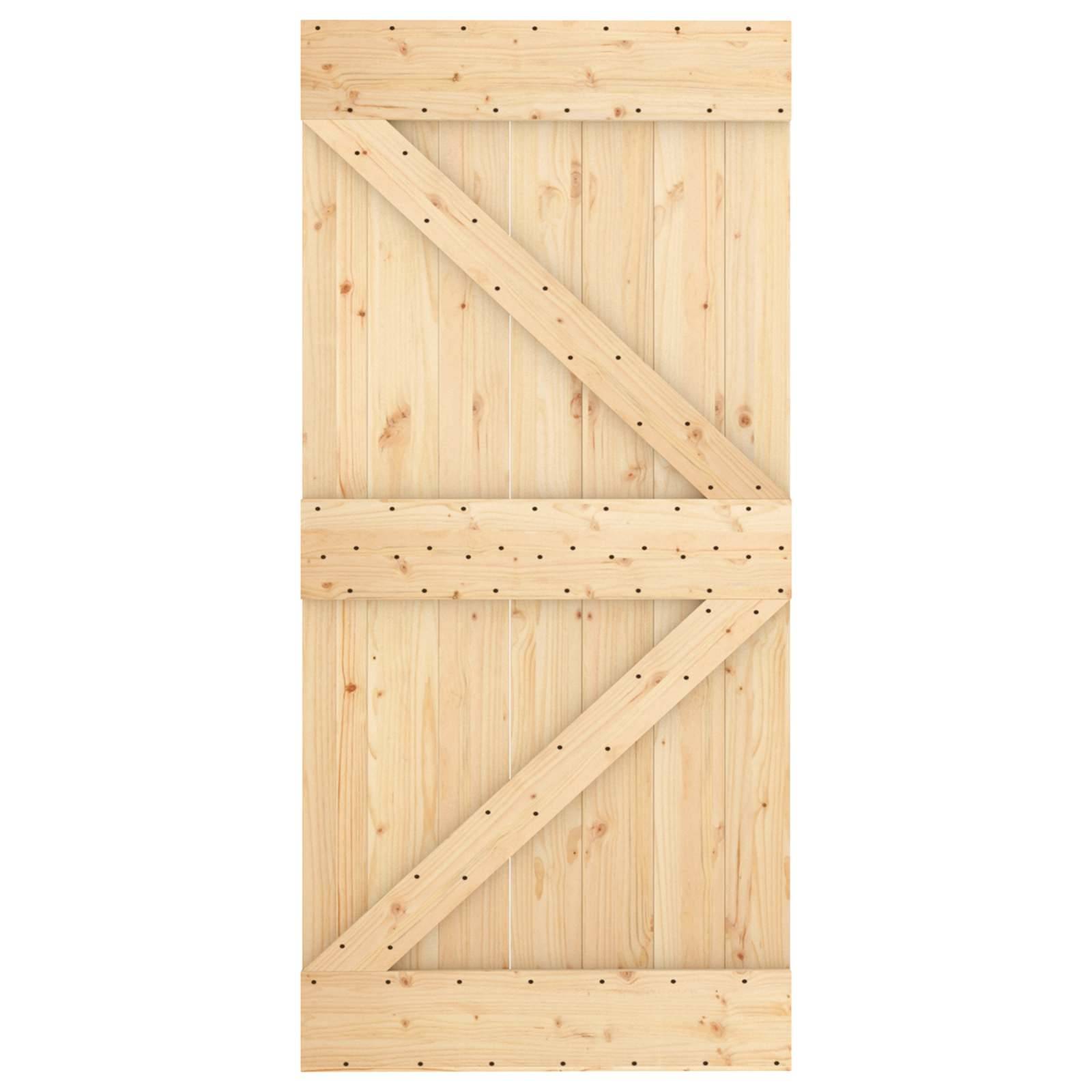 vidaXL Schiebetür Natürlich und Weiß 100 x 210 cm Massives Kiefernholz