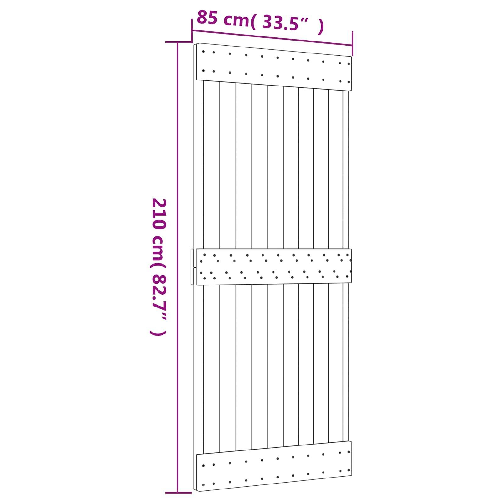 vidaXL Schiebetür Natürlich und Schwarz 85 x 210 cm Massivkiefer
