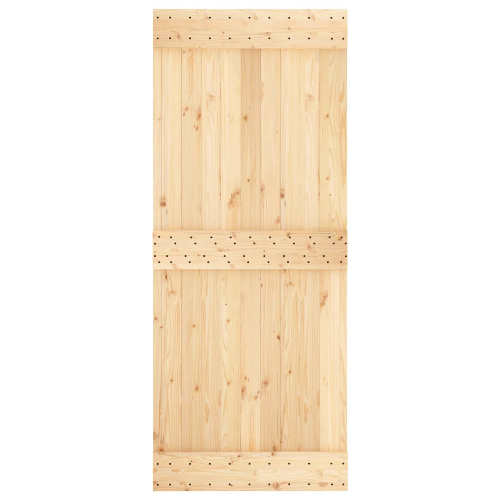 vidaXL Schiebetür Natürlich und Weiß 85 x 210 cm Massivkiefer