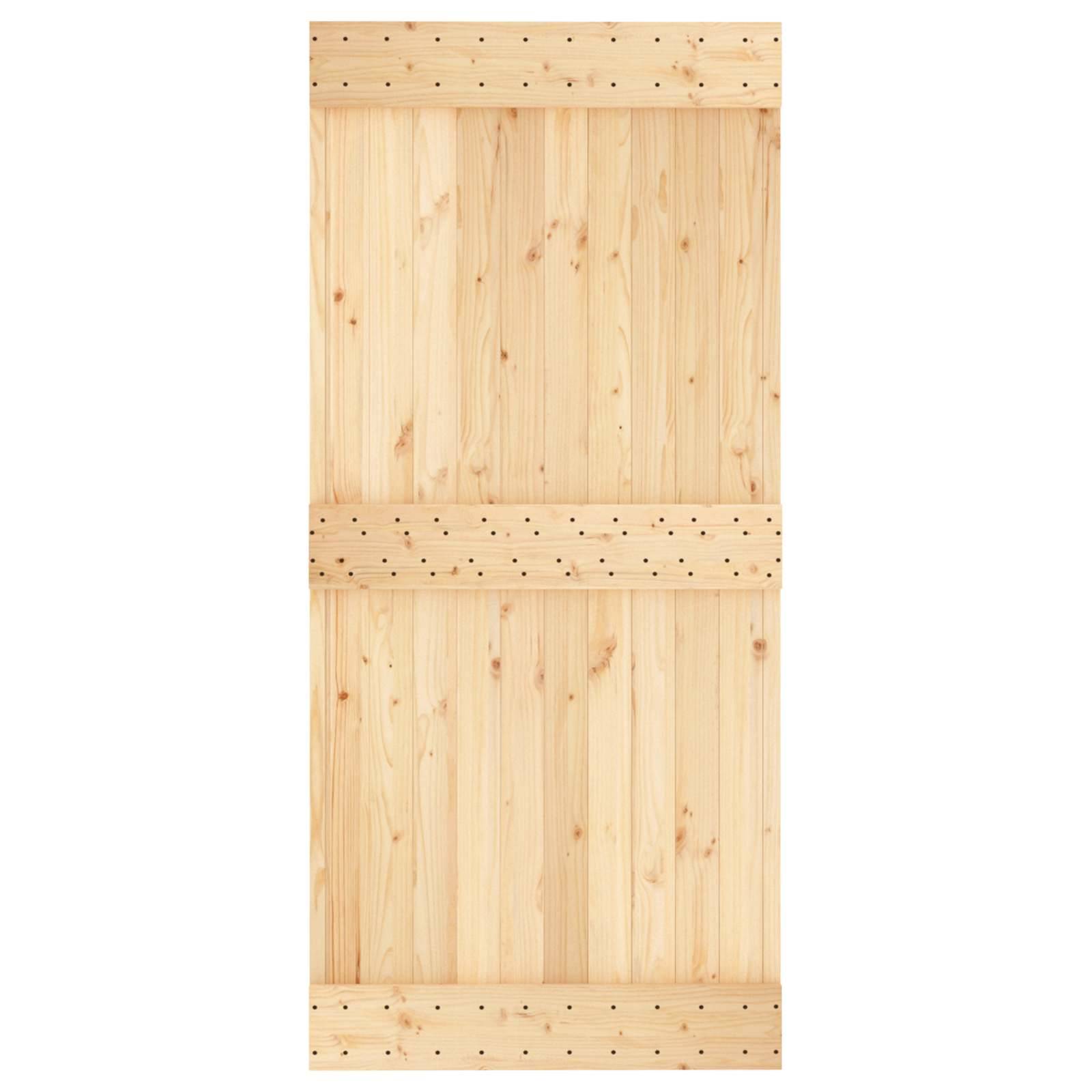 vidaXL Schiebetür Natürlich und Weiß 95 x 210 cm Massivkiefer