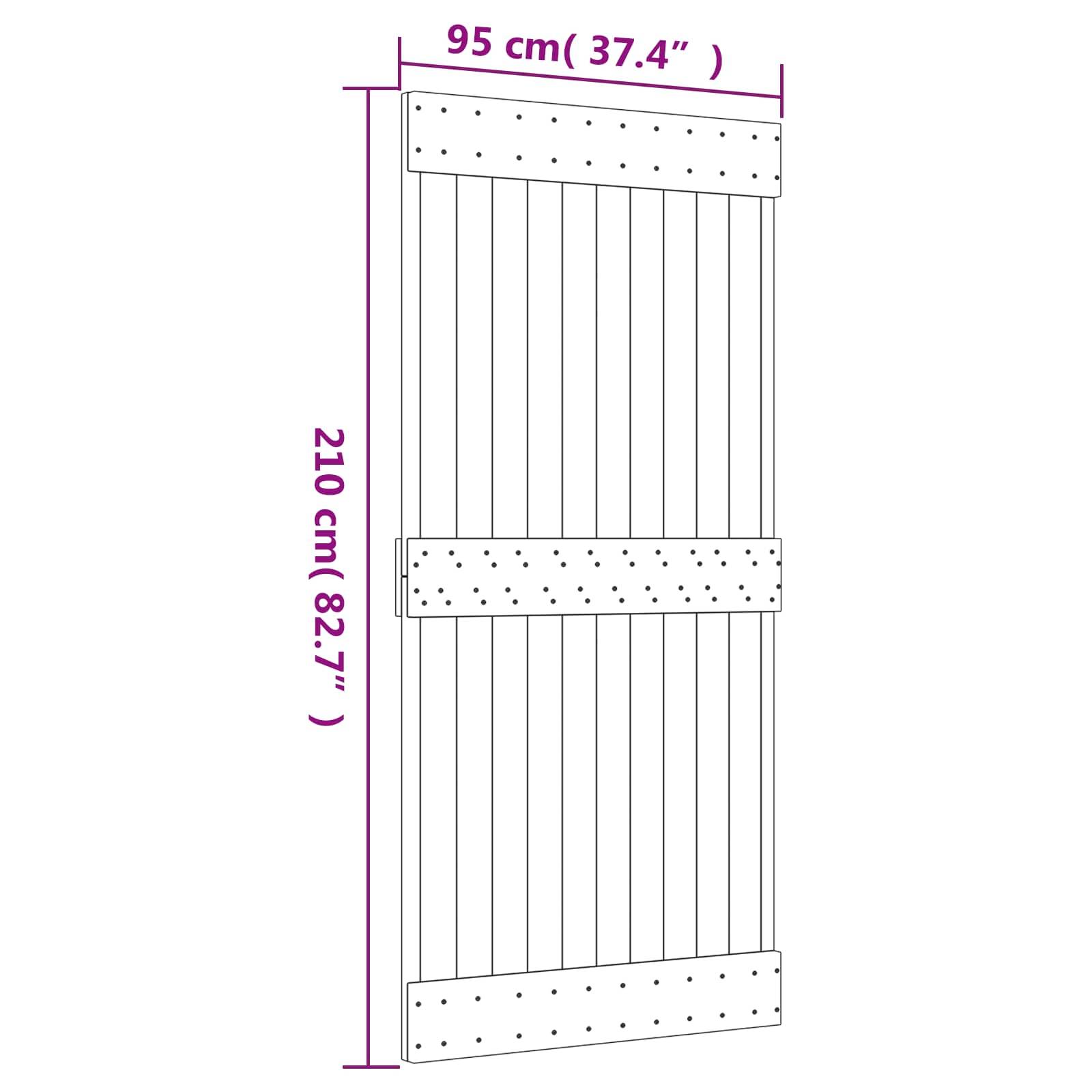 vidaXL Schiebetür Natürlich und Weiß 95 x 210 cm Massivkiefer