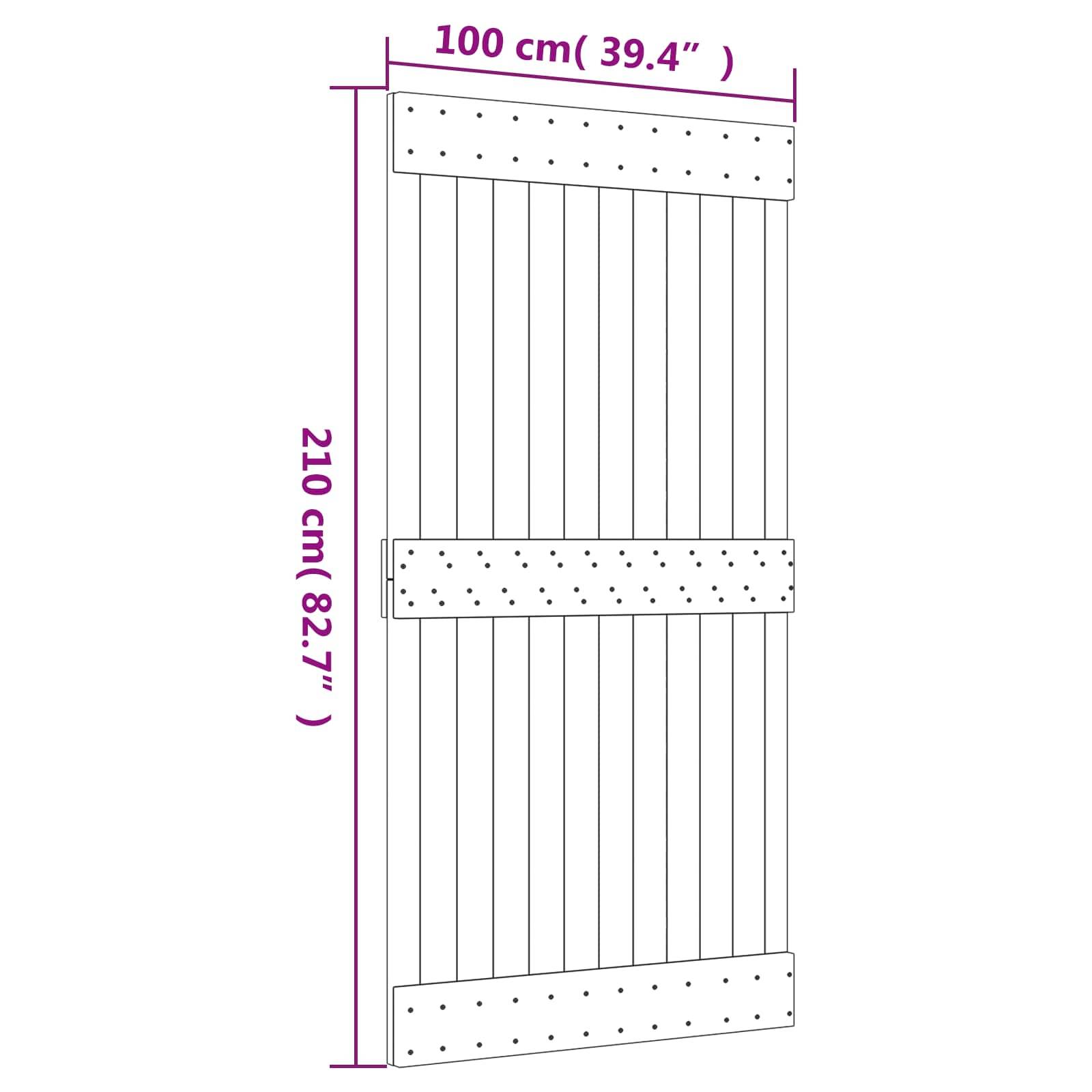 vidaXL Schiebetür Natürlich und Weiß 100 x 210 cm Massivkiefer