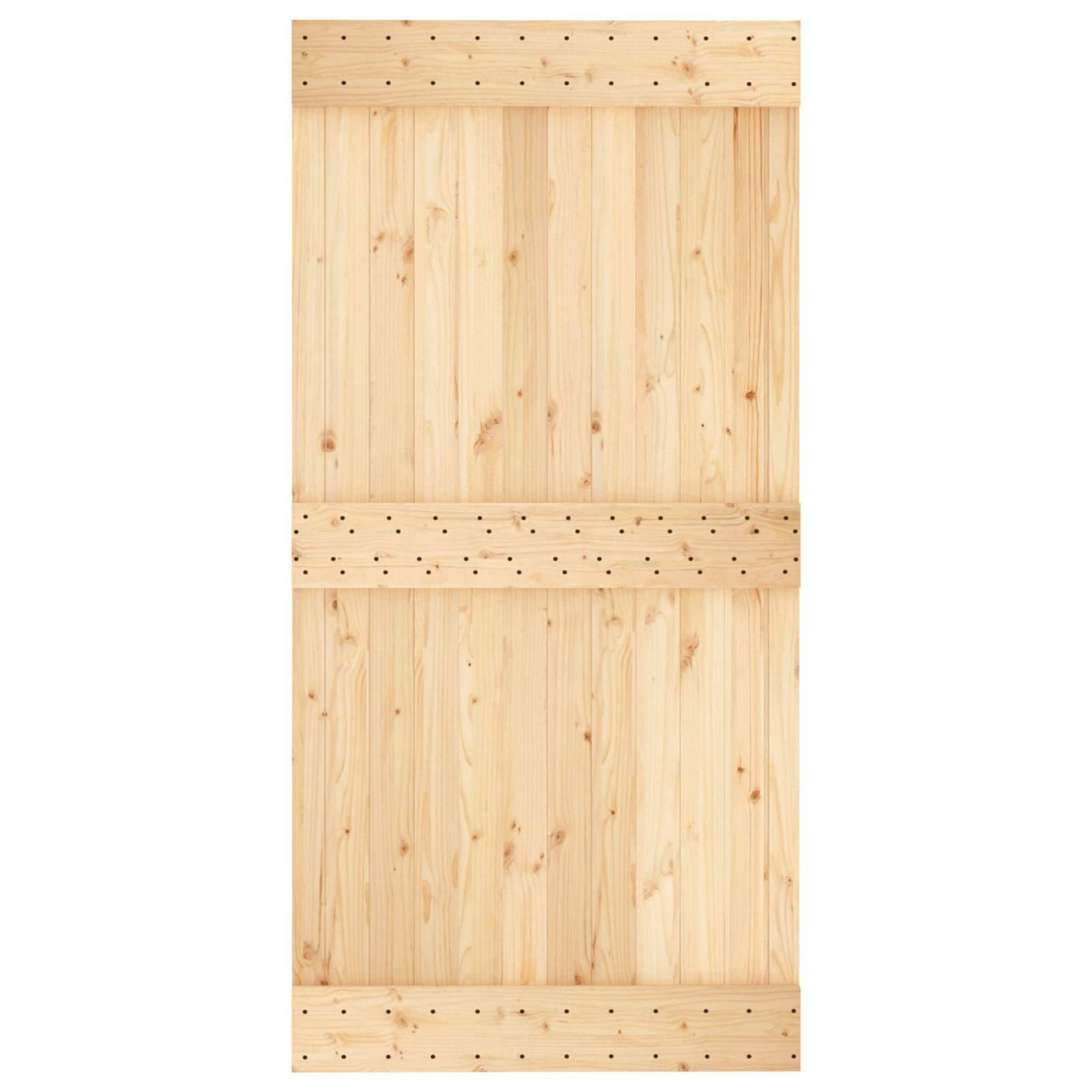 vidaXL Schiebetür Natürlich und Weiß 100 x 210 cm Massivkiefer