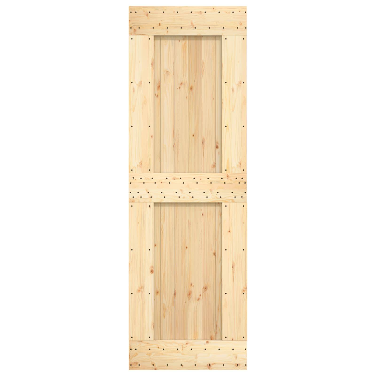 vidaXL Schiebetür Natürlich und Weiß 70 x 210 cm Massivkiefer