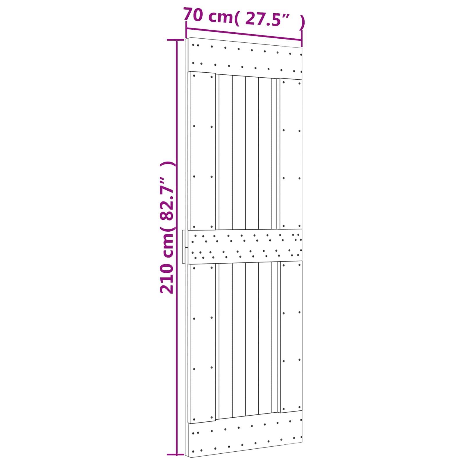 vidaXL Schiebetür Natürlich und Weiß 70 x 210 cm Massivkiefer