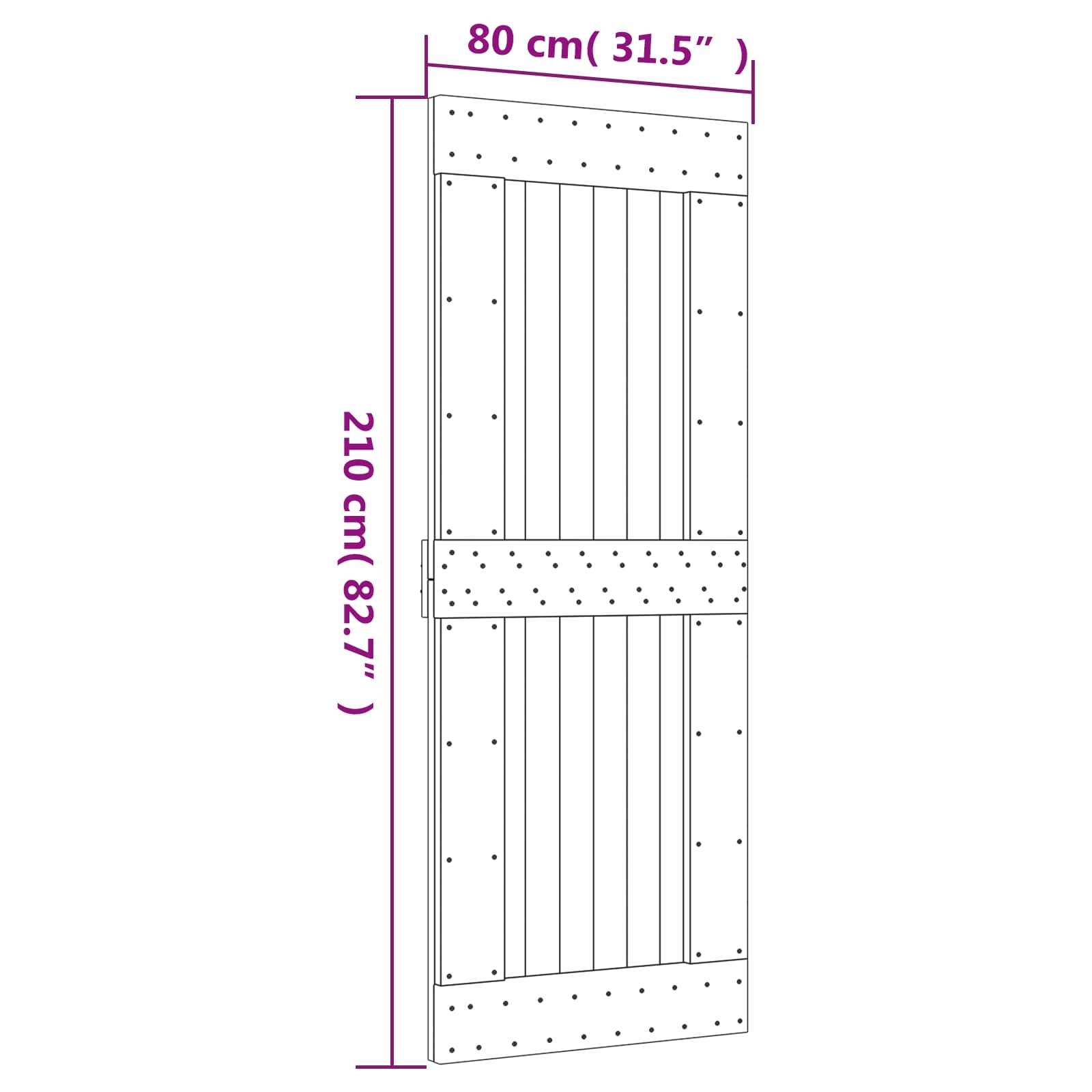 vidaXL Schiebetür Natürlich und Weiß 80 x 210 cm Massivkiefer