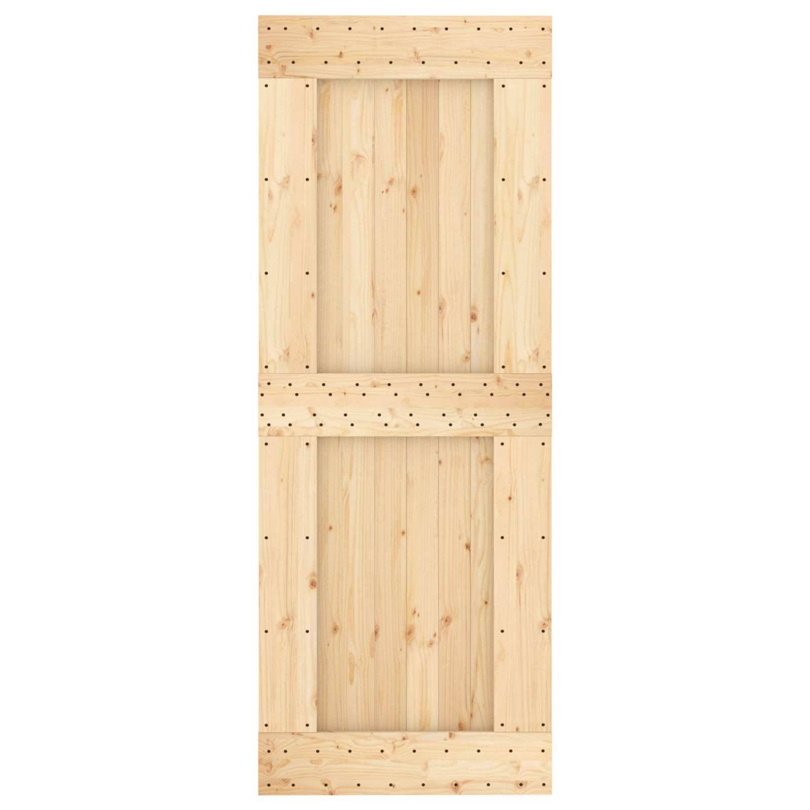 vidaXL Schiebetür Natürlich und Schwarz 80 x 210 cm Massivkiefer