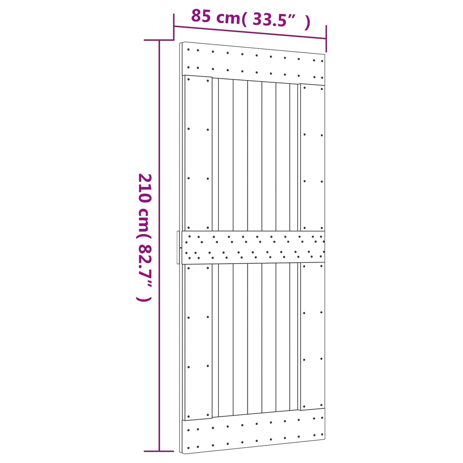 vidaXL Schiebetür Natürlich und Weiß 85 x 210 cm Massivkiefer