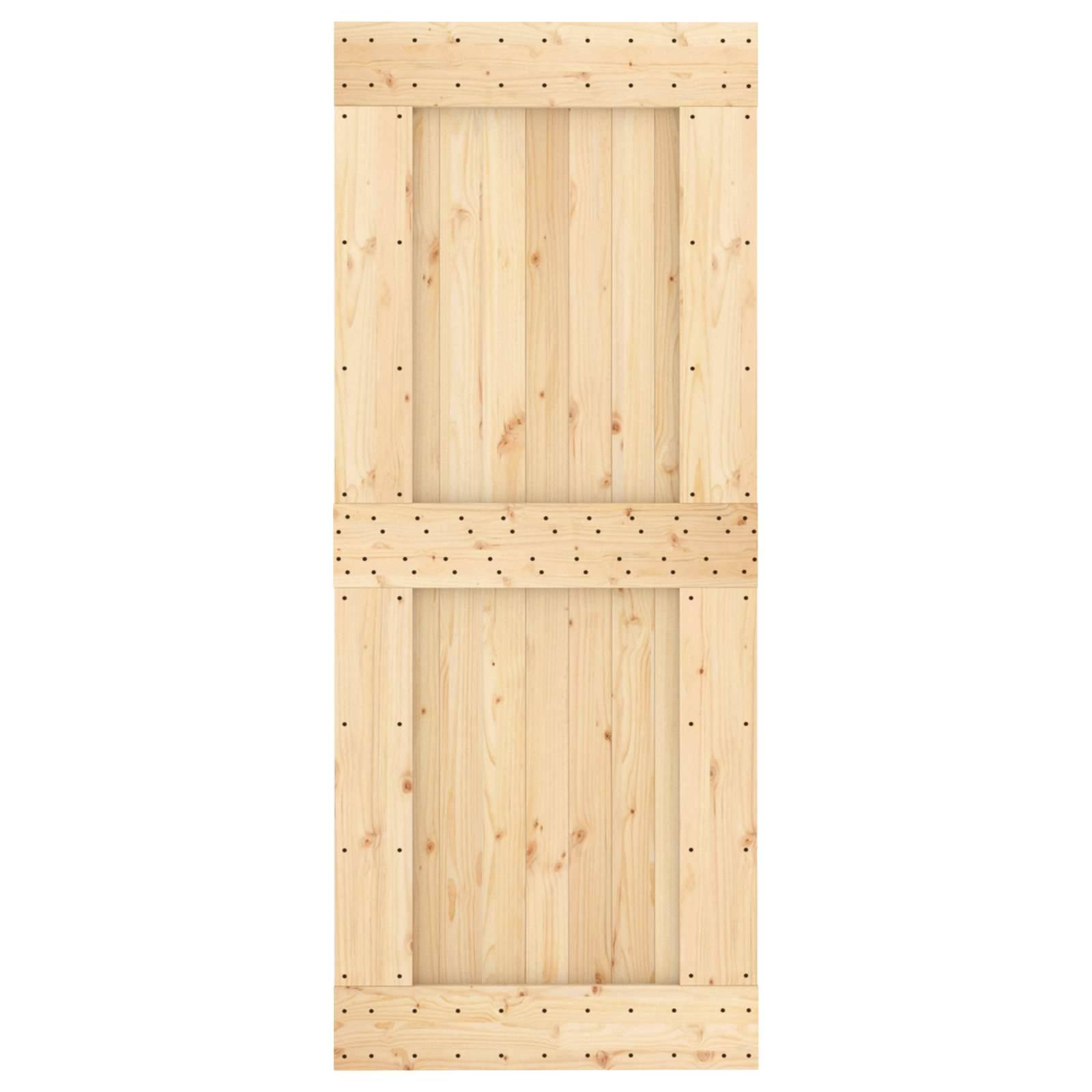 vidaXL Schiebetür Natürlich und Weiß 85 x 210 cm Massivkiefer