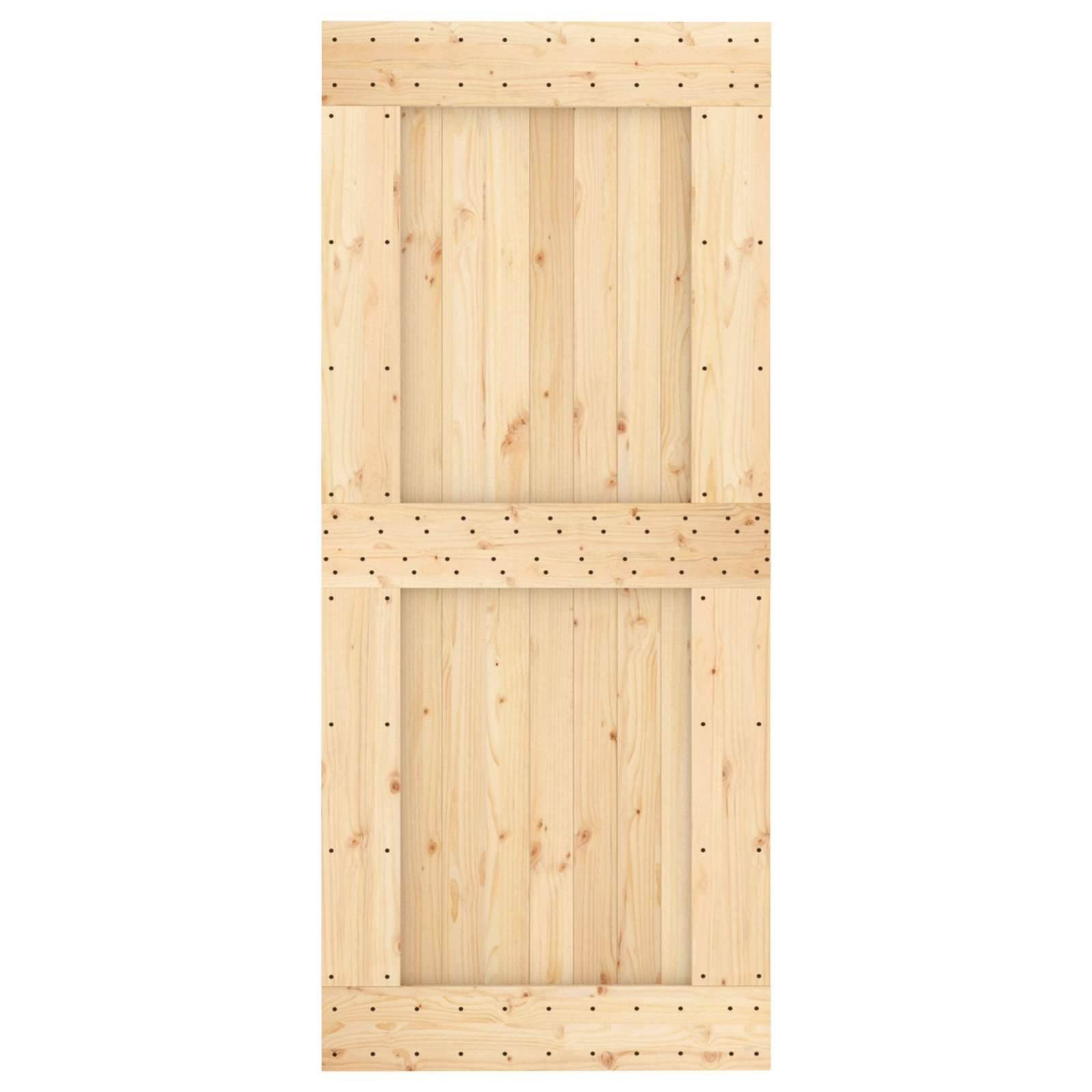 vidaXL Schiebetür Natürlich und Weiß 90 x 210 cm Massivkiefer