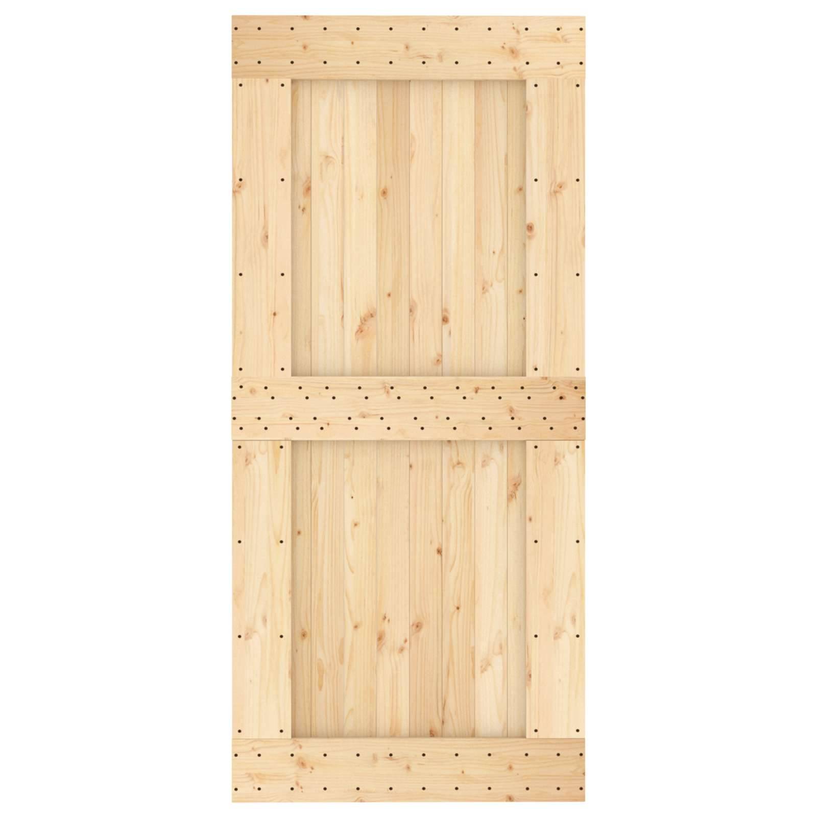 vidaXL Schiebetür Natürlich und Schwarz 95 x 210 cm Massivkiefer